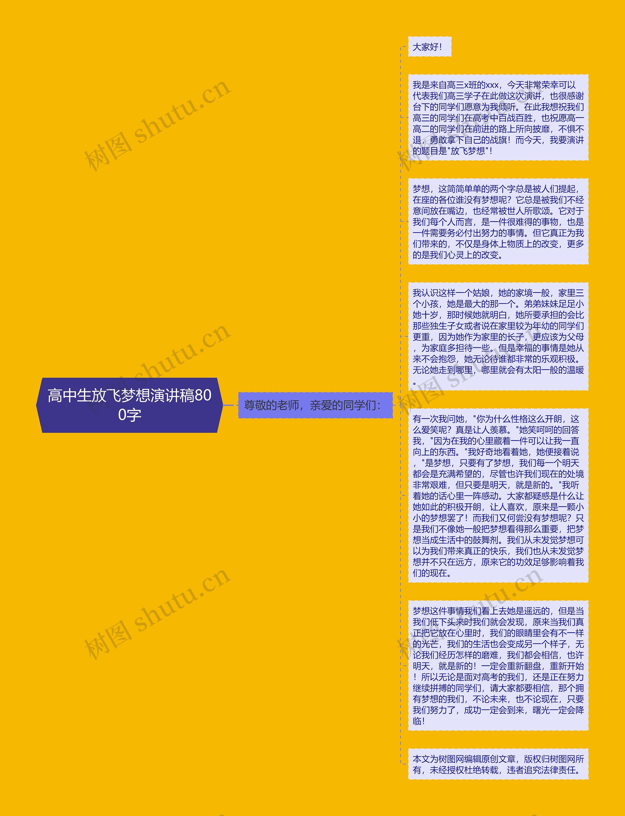 高中生放飞梦想演讲稿800字思维导图