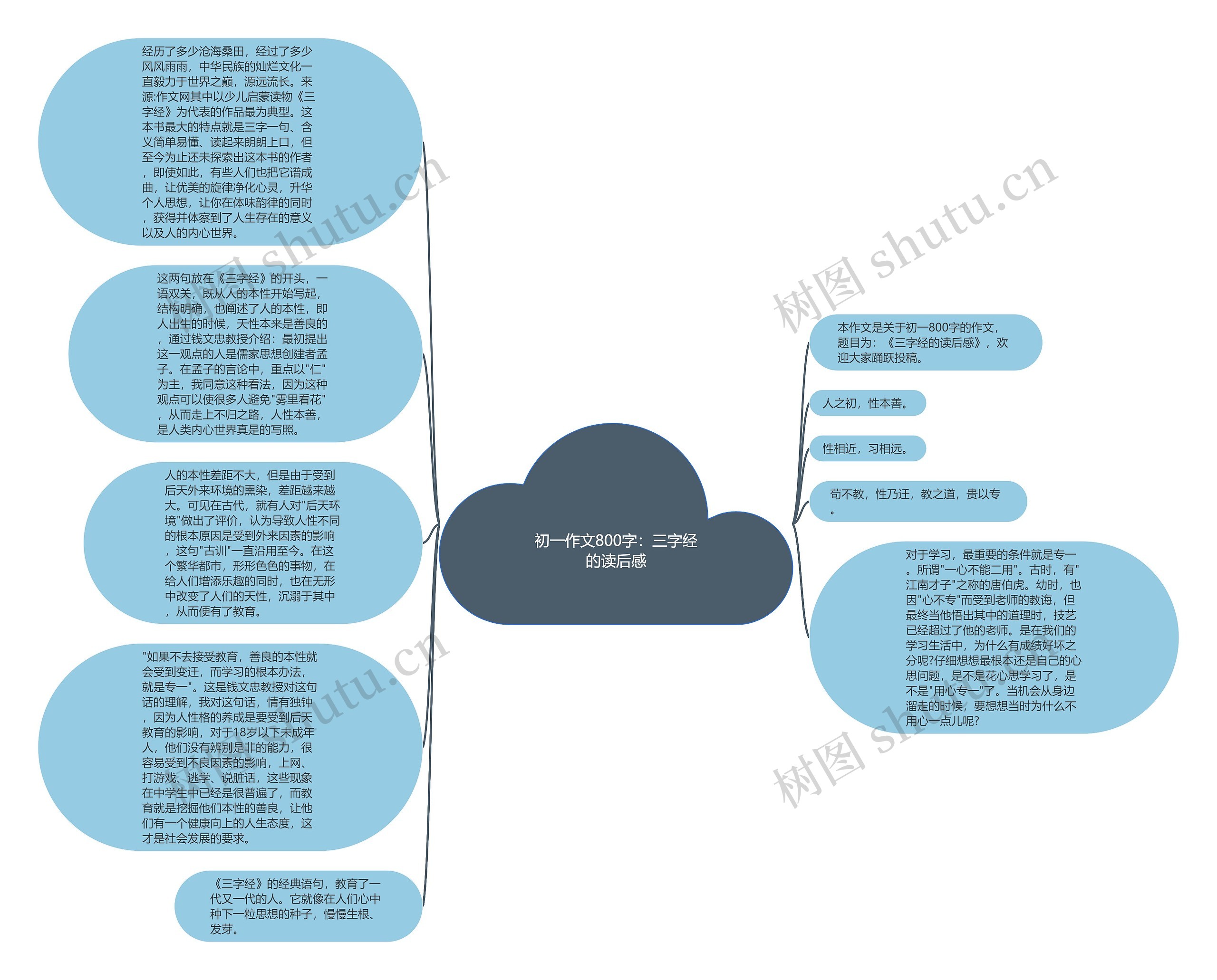 初一作文800字：三字经的读后感思维导图