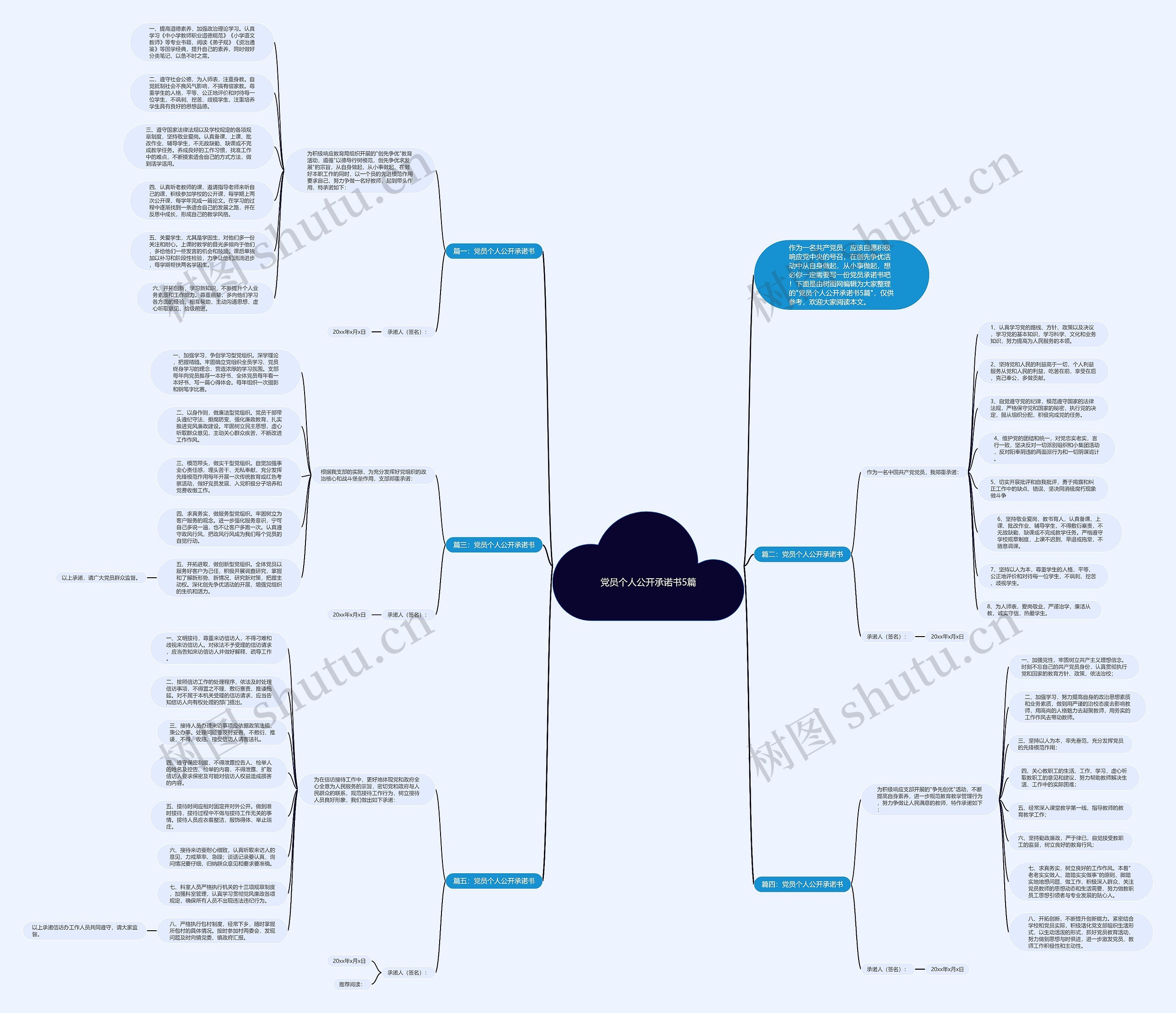 党员个人公开承诺书5篇思维导图