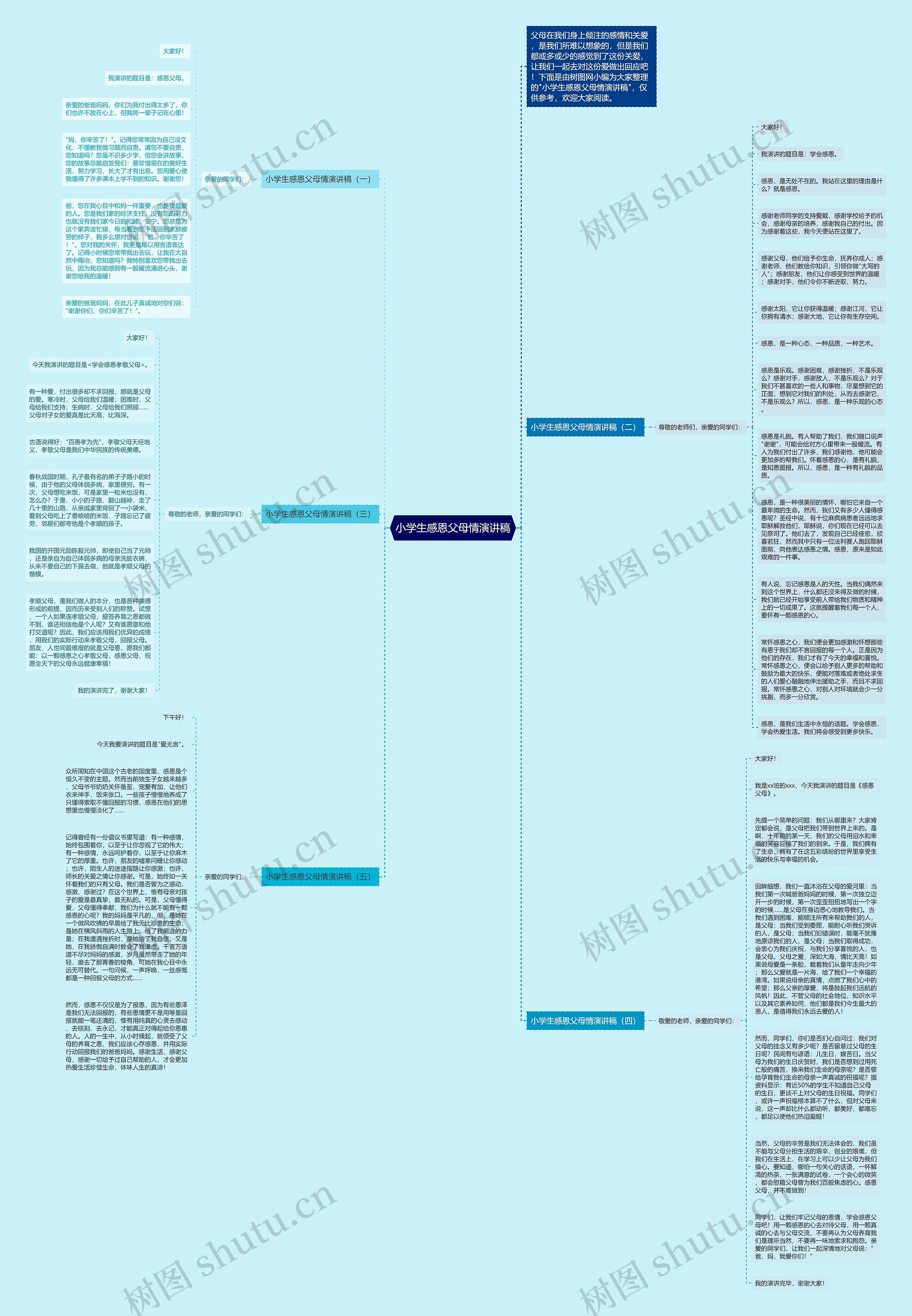 小学生感恩父母情演讲稿思维导图高清图 小学生感恩父母情演讲稿思维导图