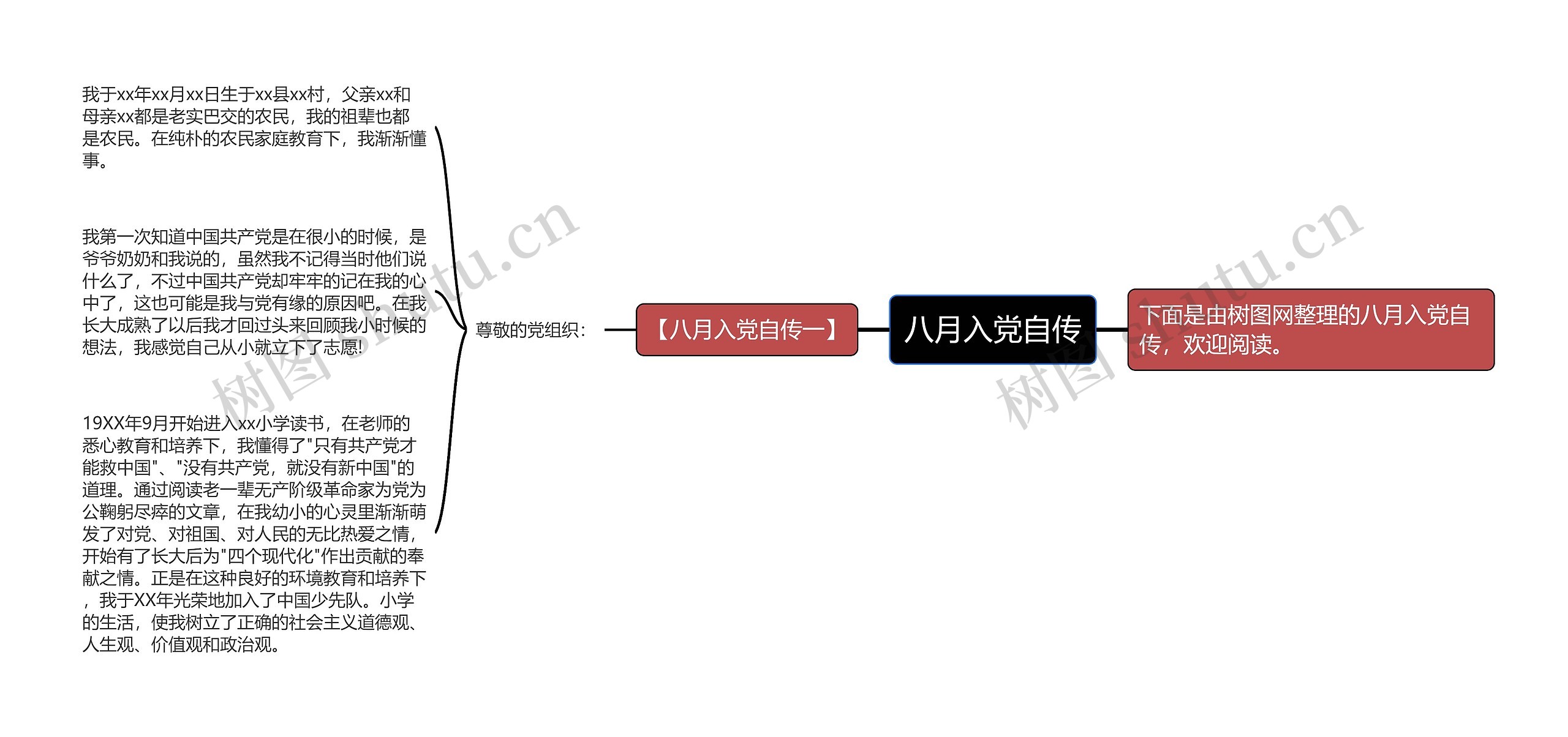 八月入党自传思维导图