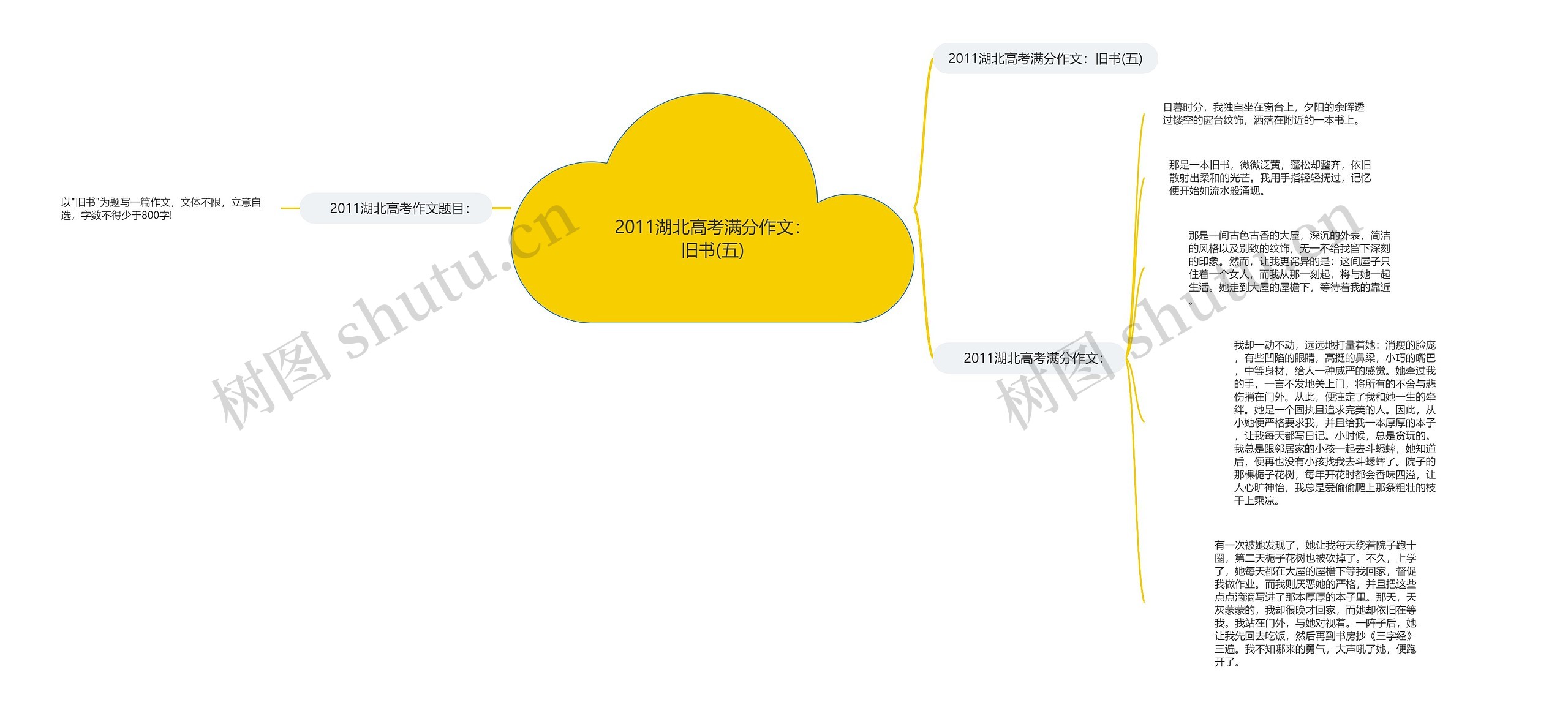 2011湖北高考满分作文：旧书(五)思维导图