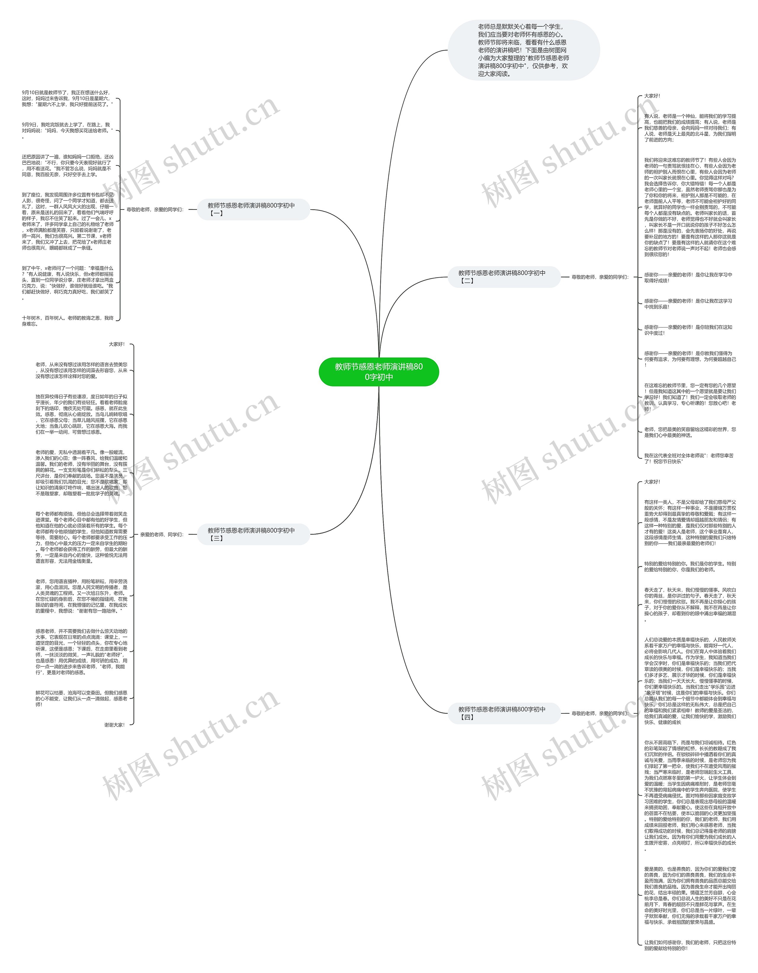 教师节感恩老师演讲稿800字初中思维导图