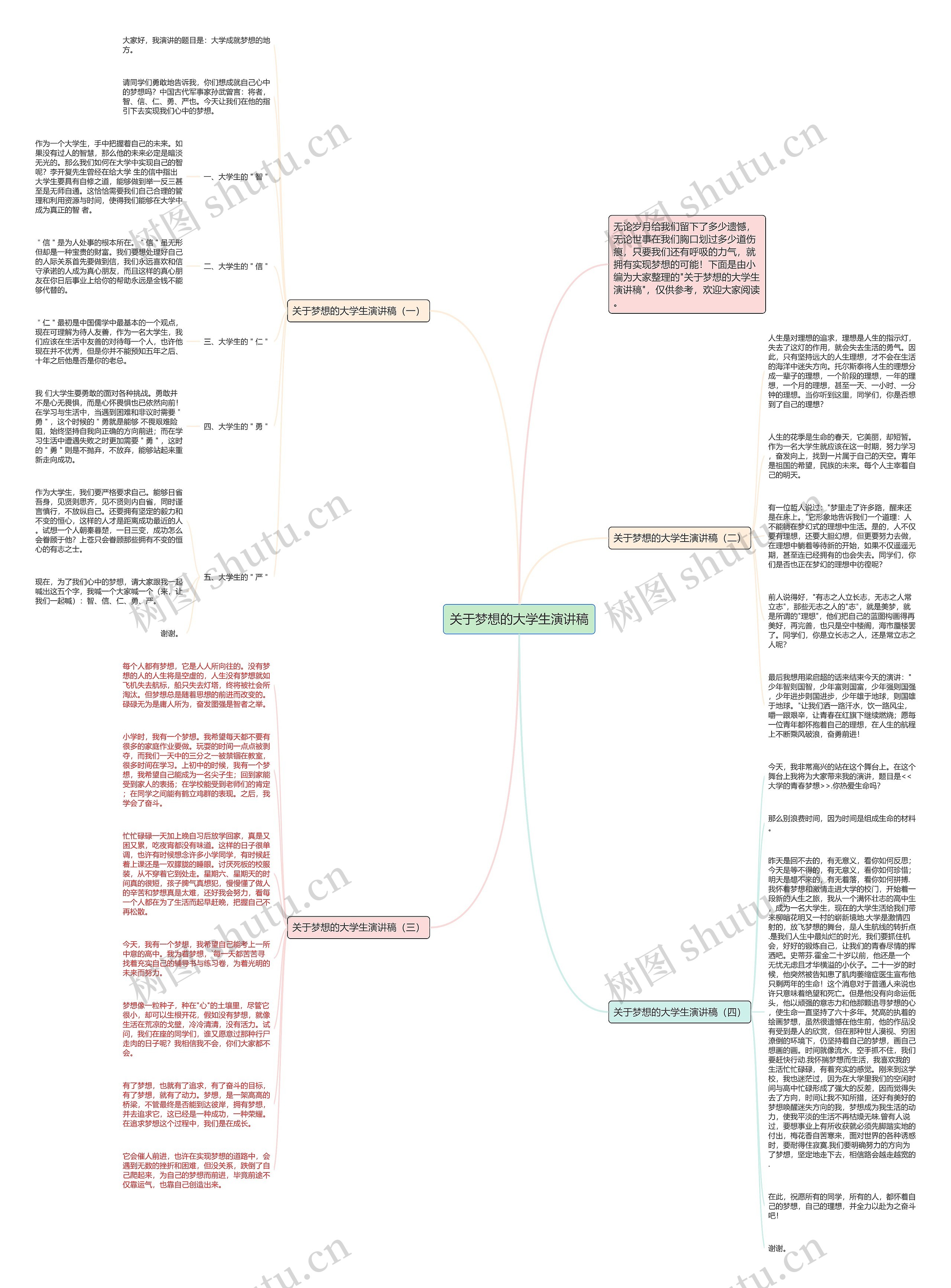 关于梦想的大学生演讲稿思维导图