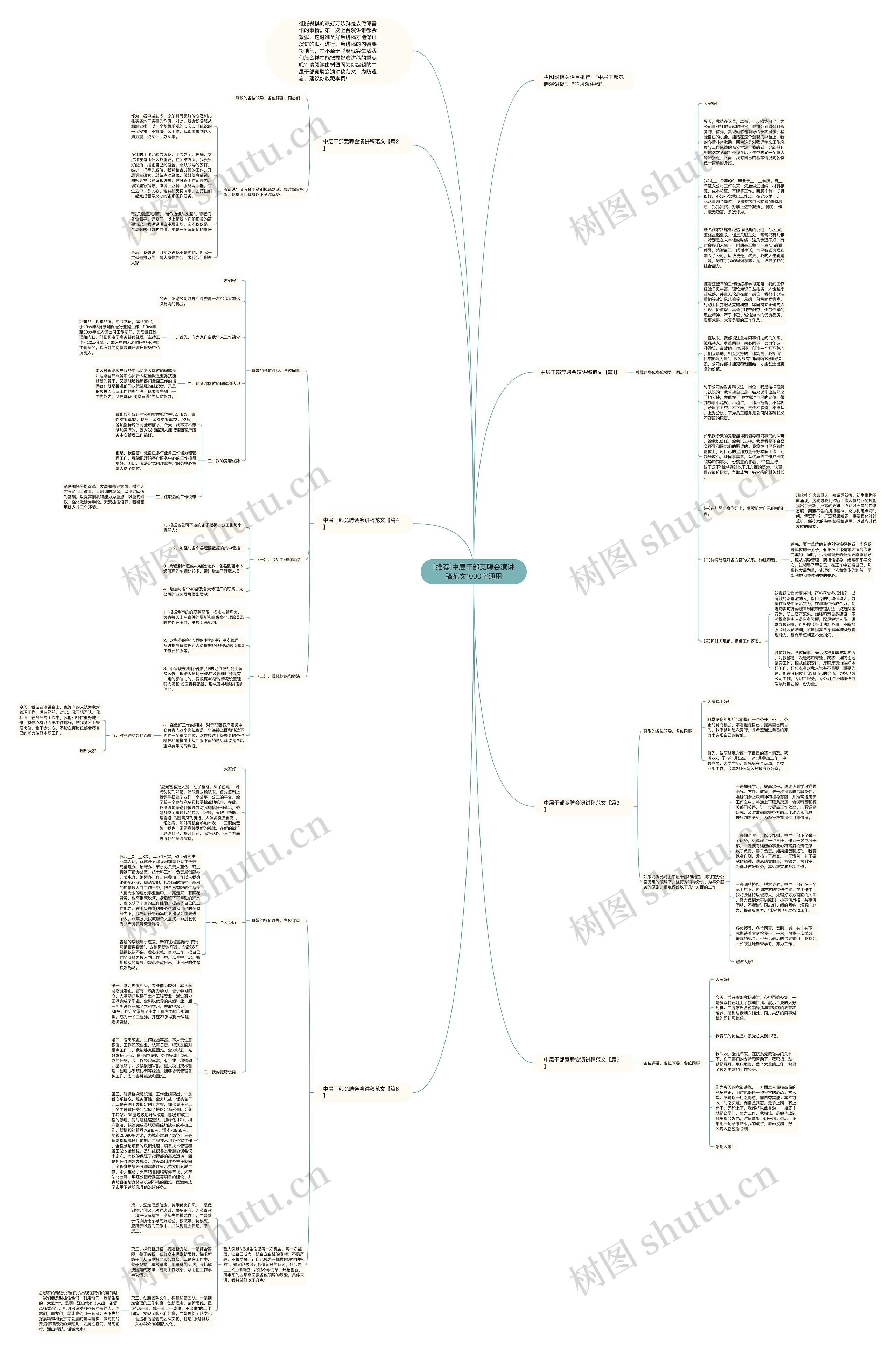 [推荐]中层干部竞聘会演讲稿范文1000字通用思维导图