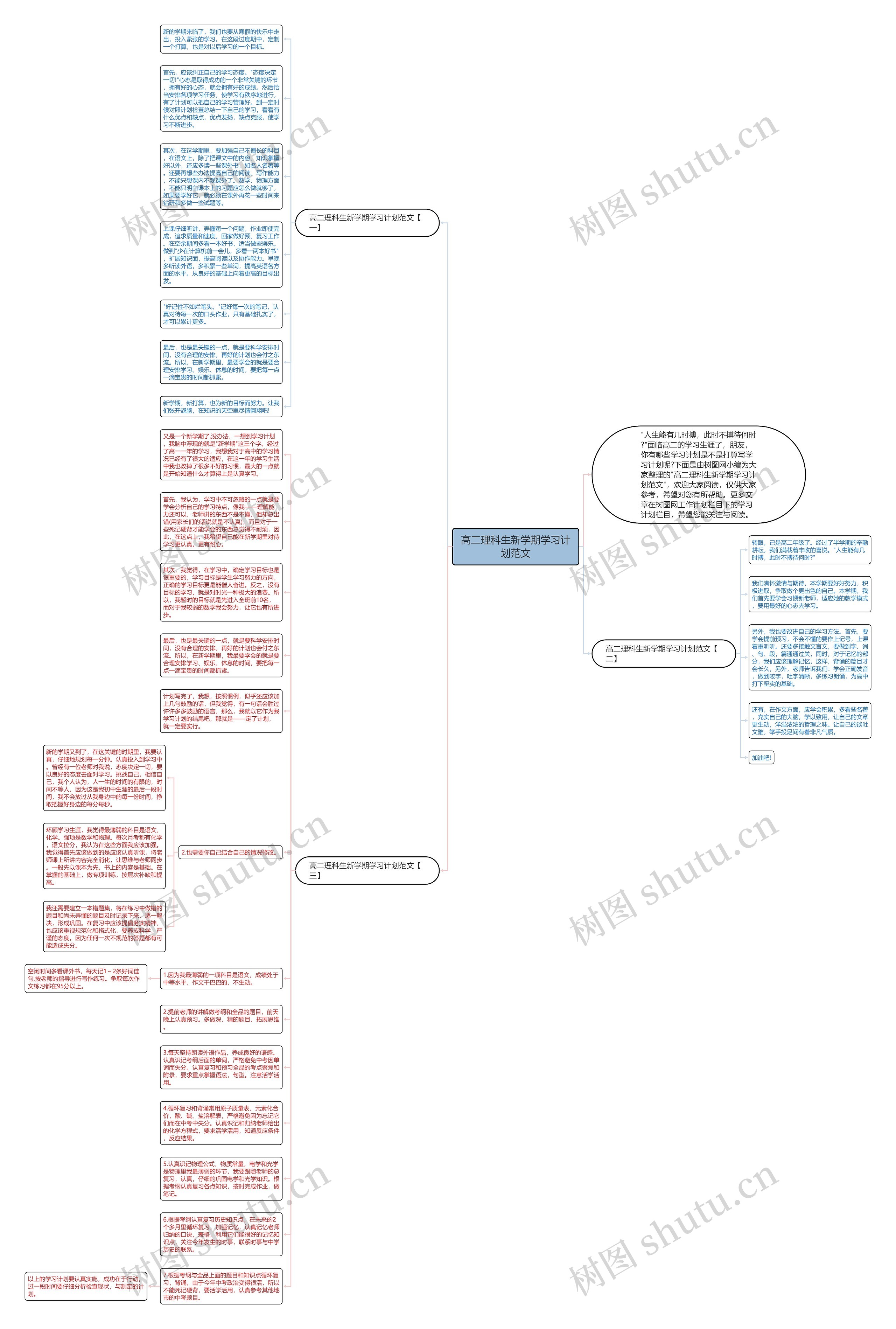 高二理科生新学期学习计划范文思维导图