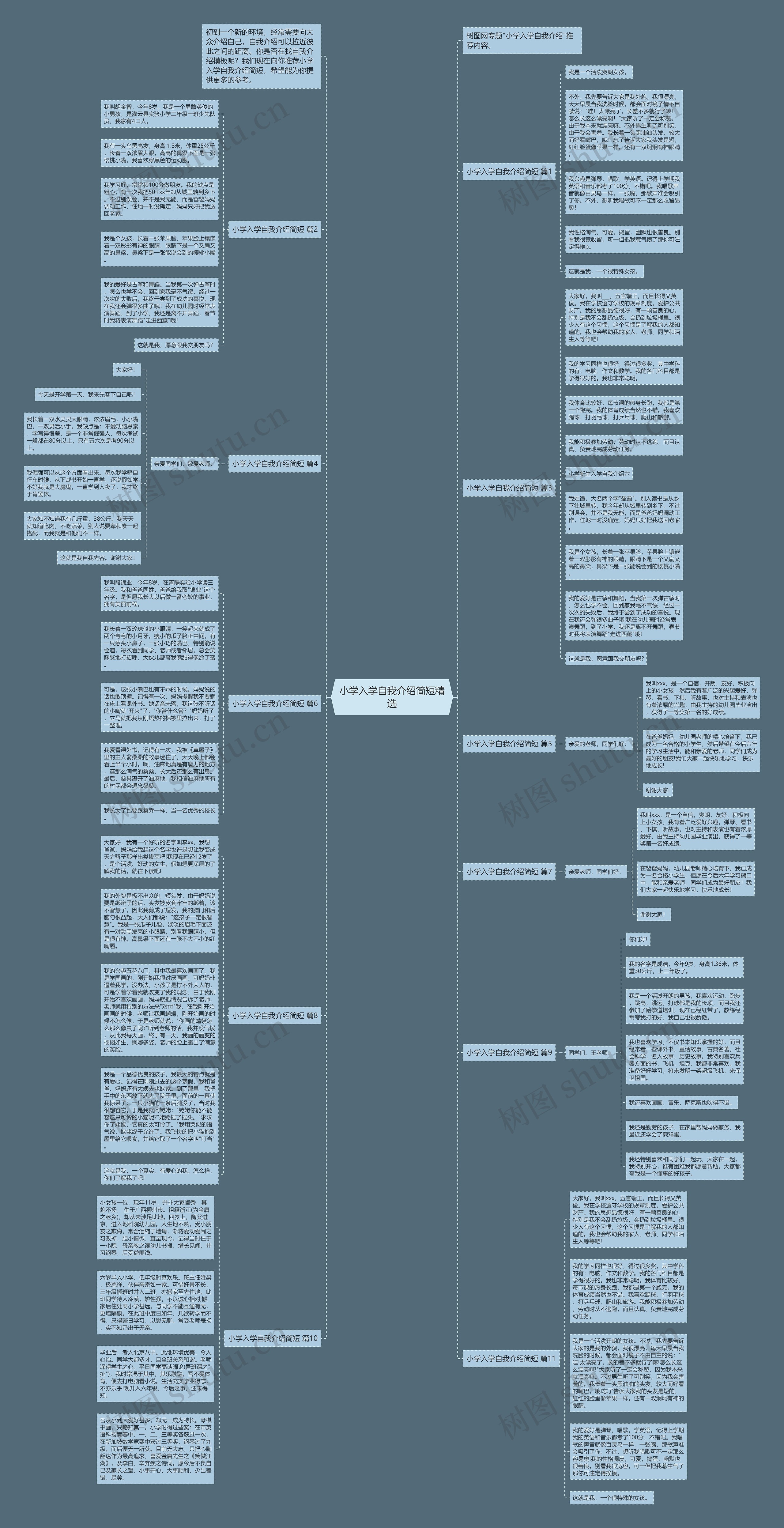小学入学自我介绍简短精选思维导图