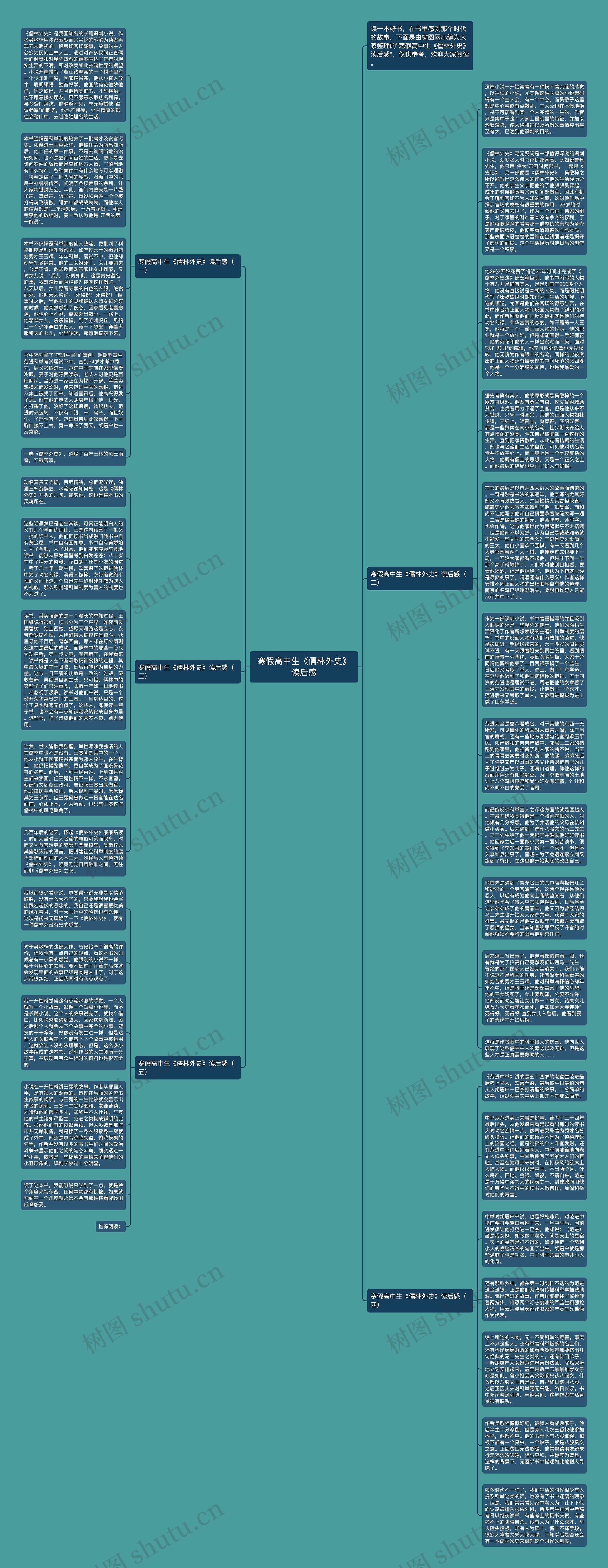 寒假高中生《儒林外史》读后感思维导图