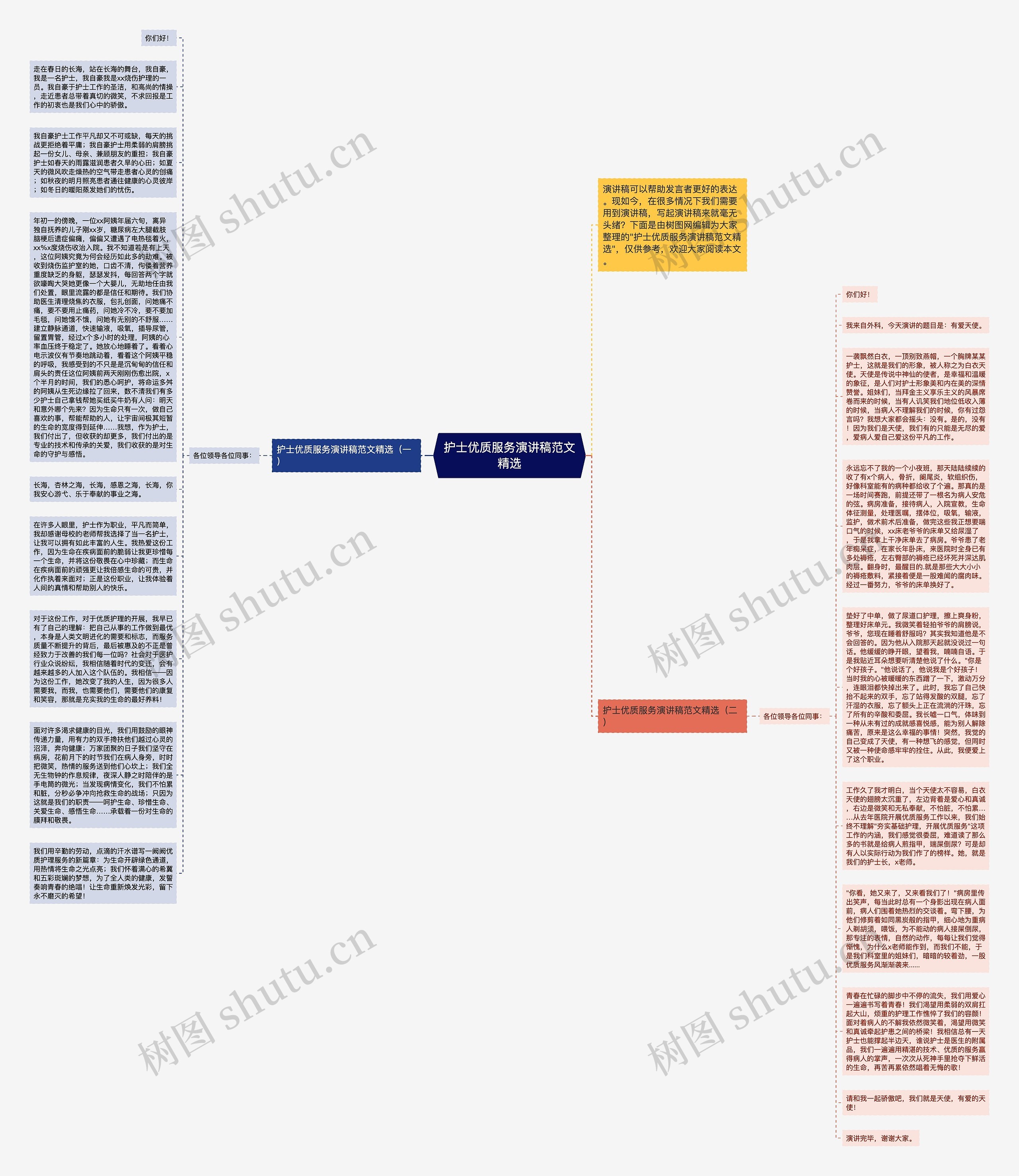 护士优质服务演讲稿范文精选思维导图