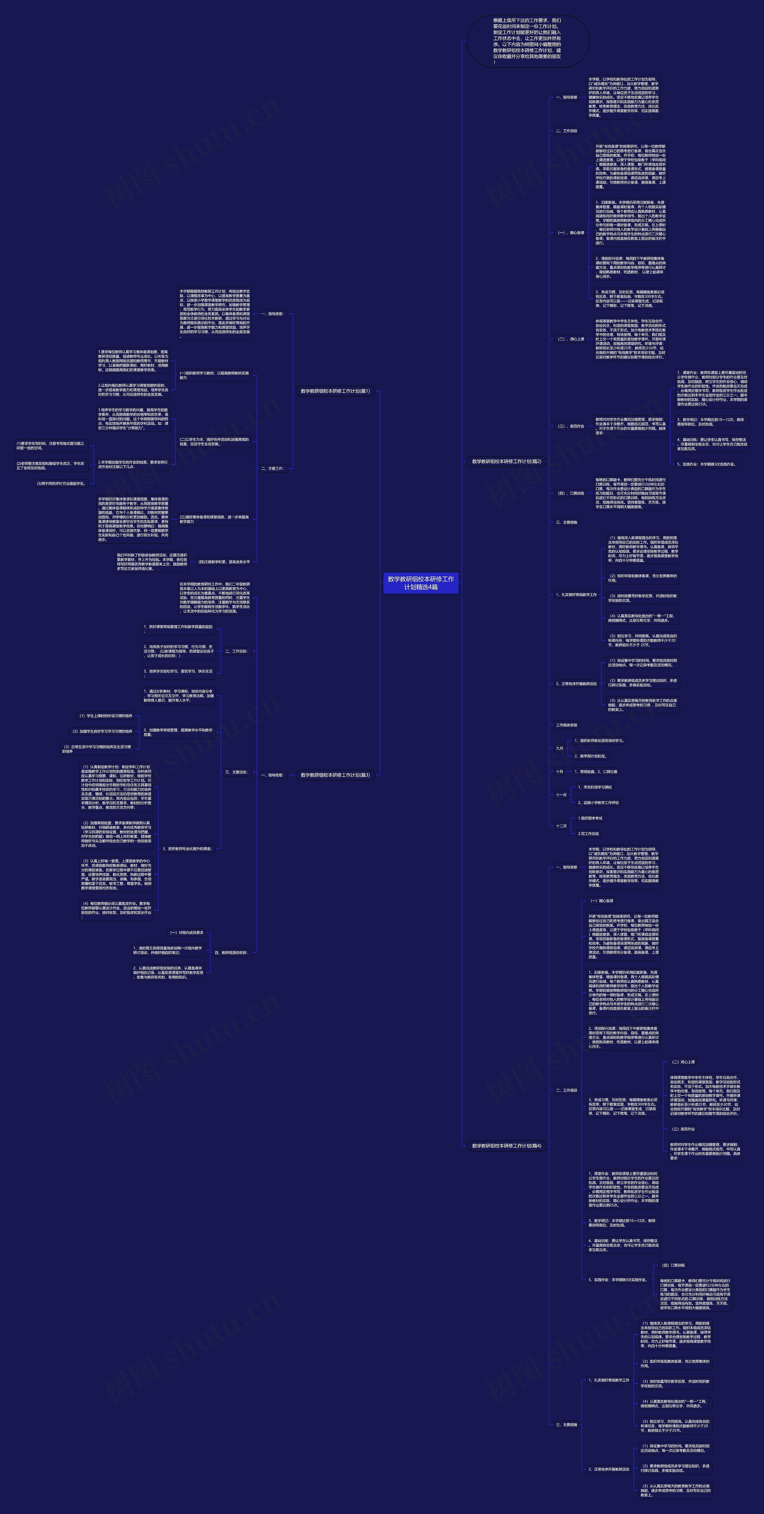 数学教研组校本研修工作计划精选4篇思维导图