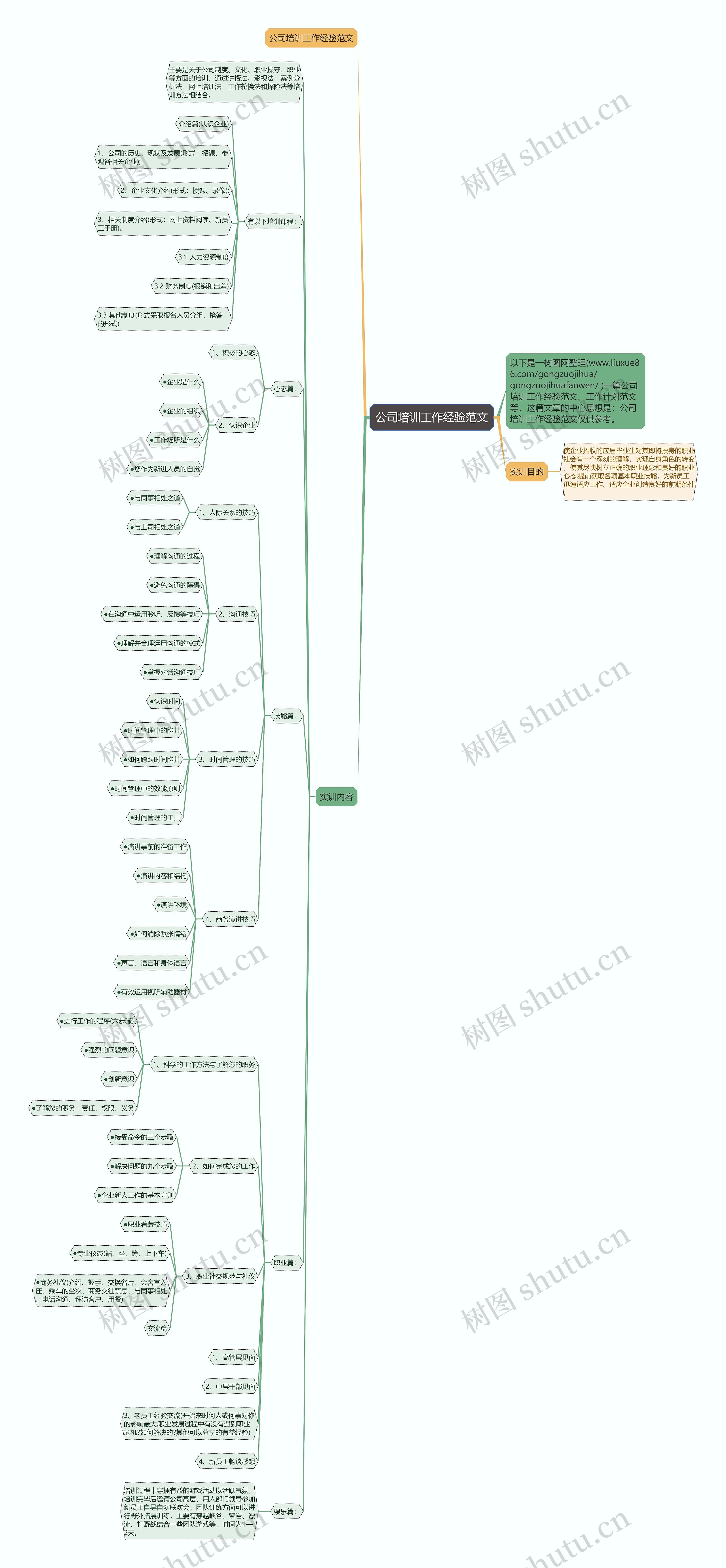 公司培训工作经验范文思维导图