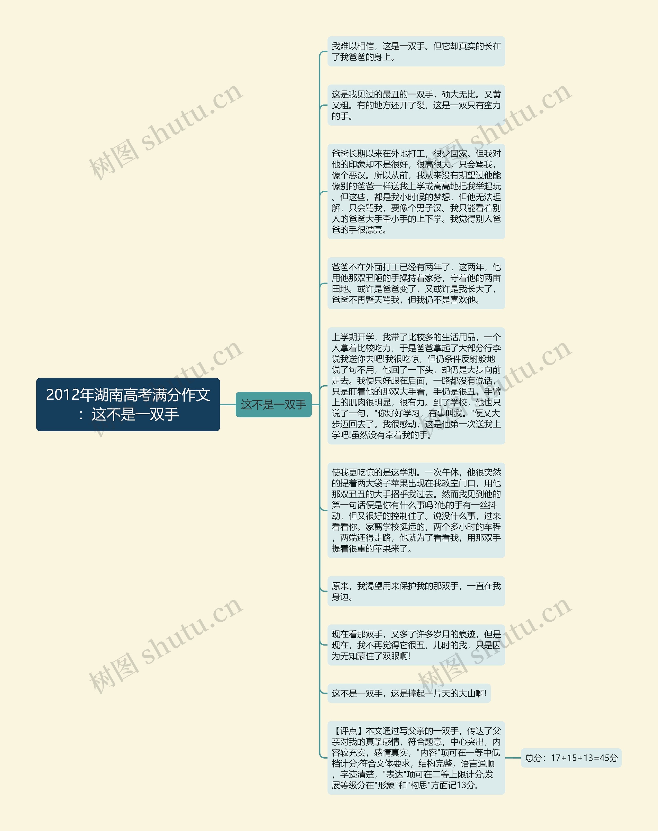 2012年湖南高考满分作文：这不是一双手思维导图