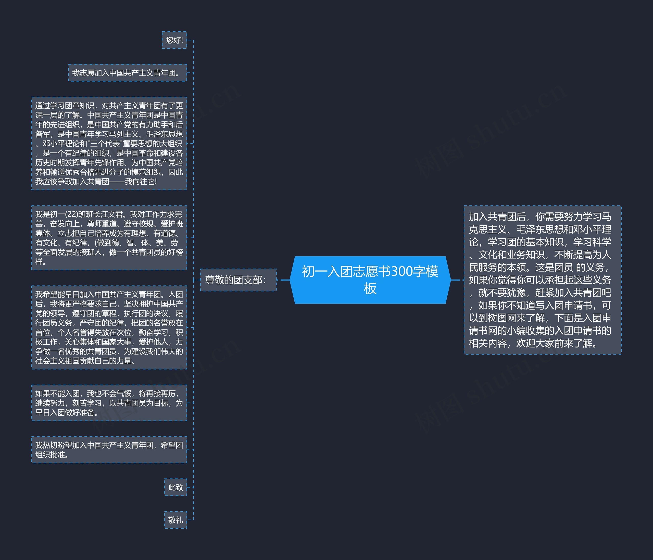 初一入团志愿书300字思维导图