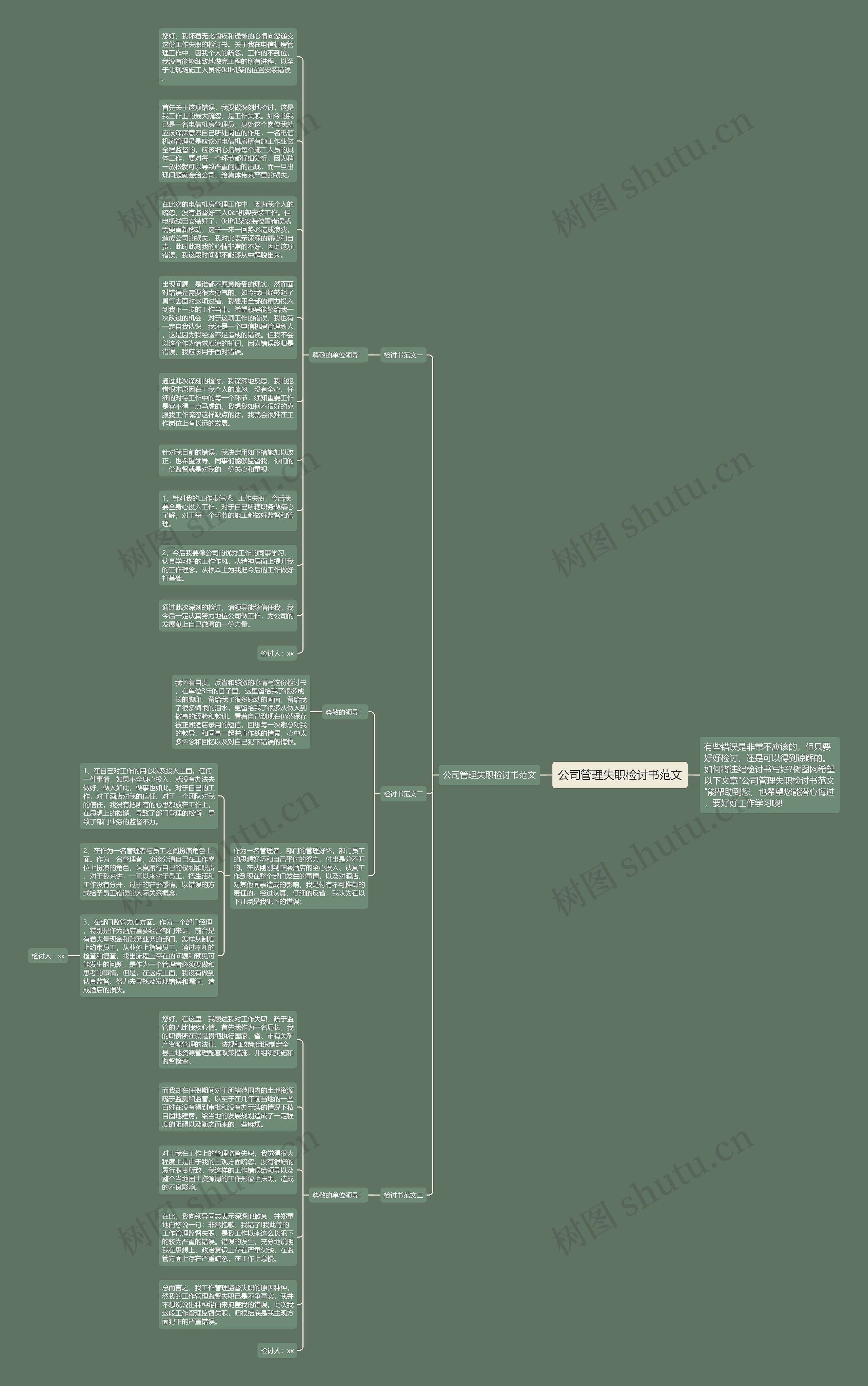 公司管理失职检讨书范文思维导图