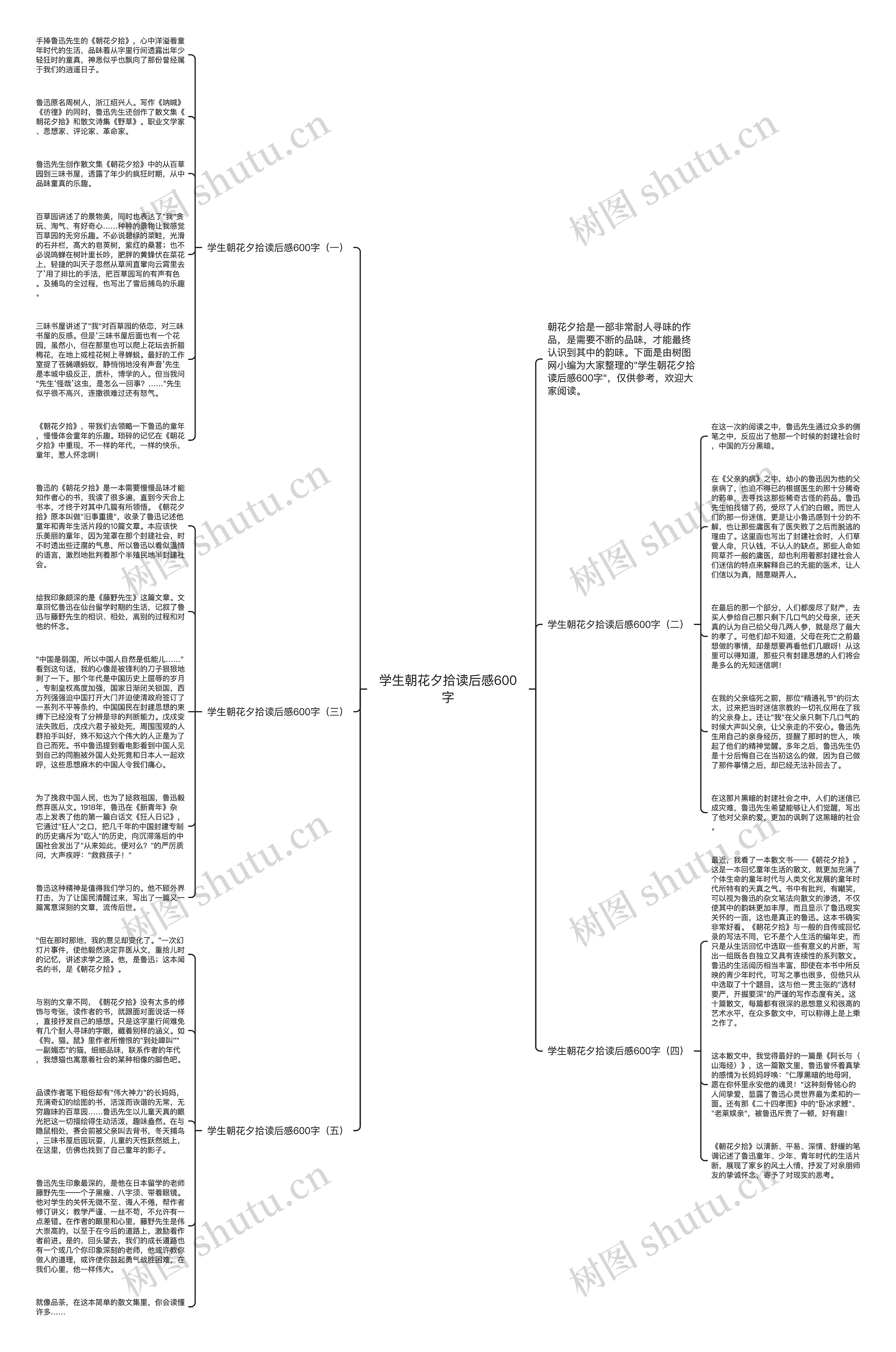 学生朝花夕拾读后感600字思维导图