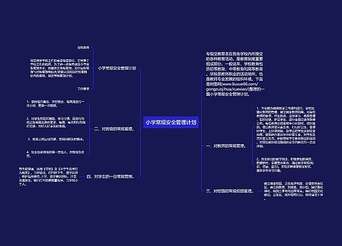 小学常规安全管理计划