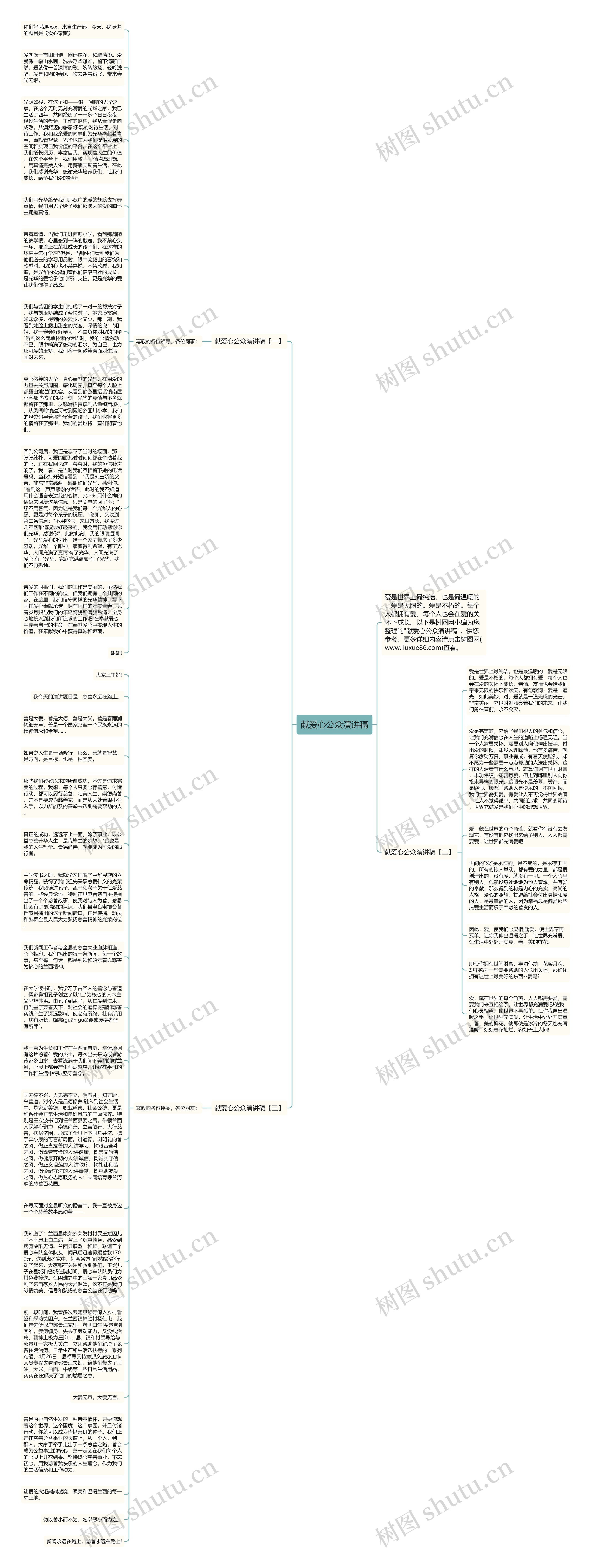 献爱心公众演讲稿思维导图