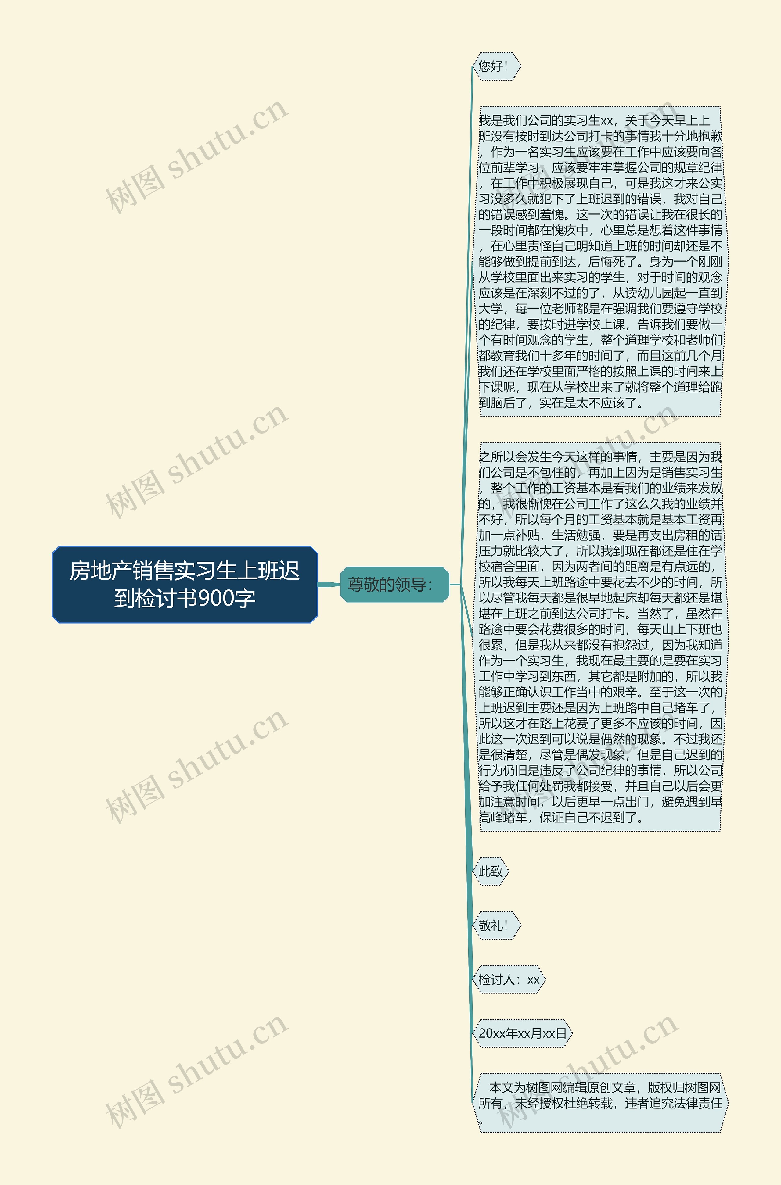 房地产销售实习生上班迟到检讨书900字