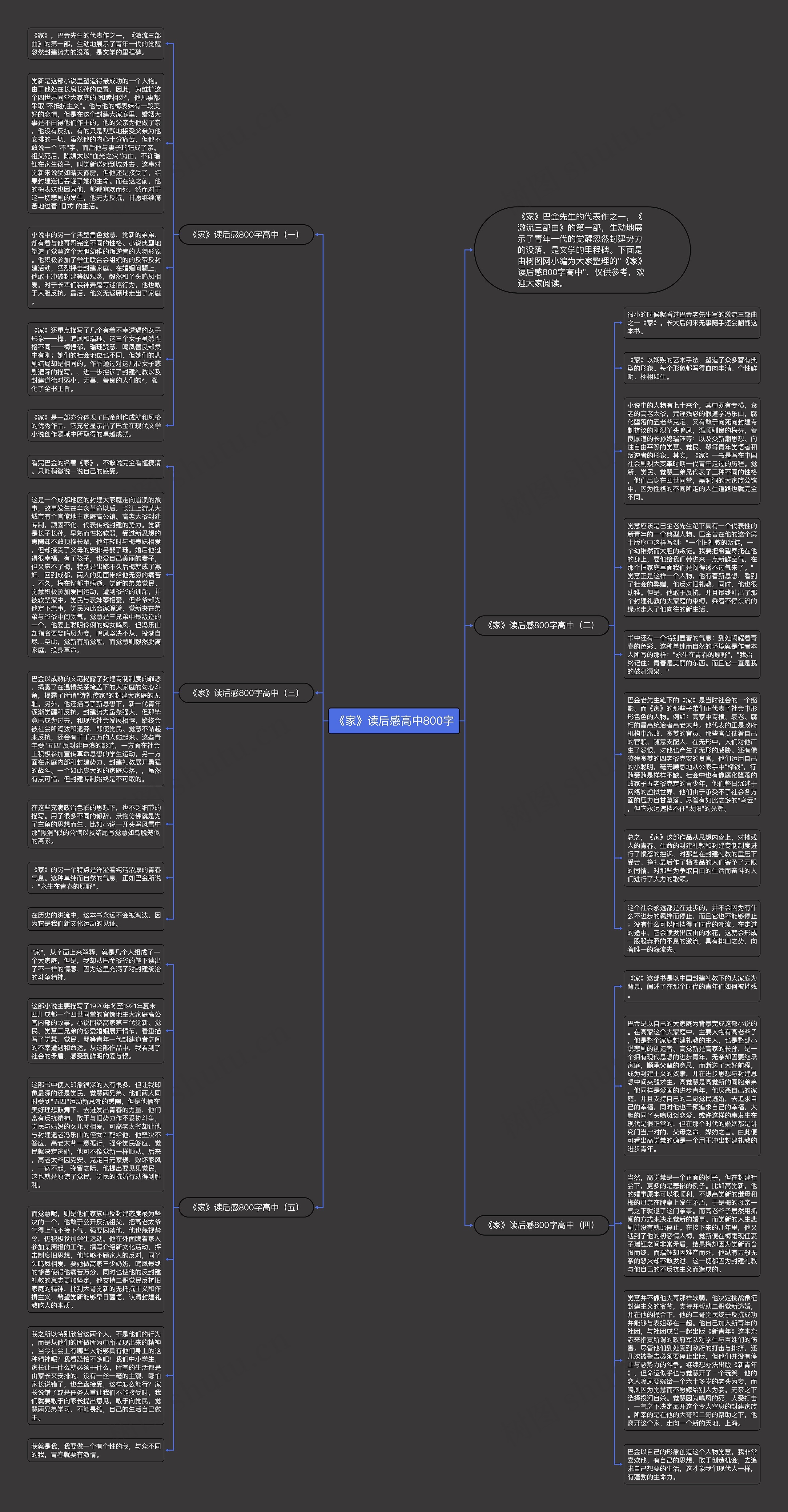《家》读后感高中800字思维导图