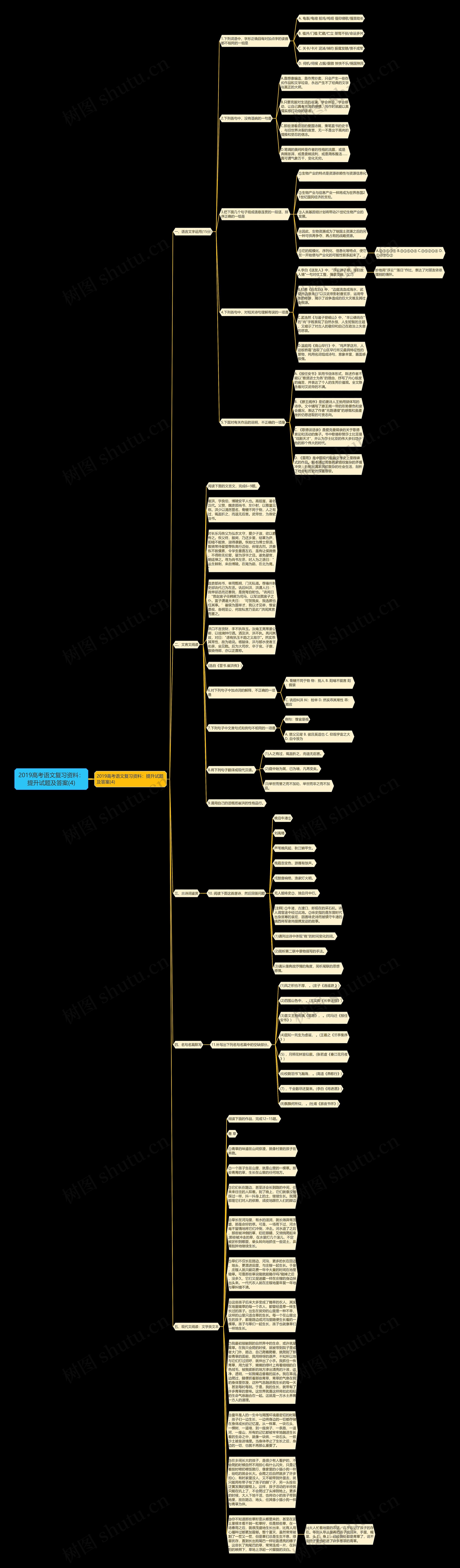 2019高考语文复习资料:提升试题及答案(4)思维导图高清图 2019高考语文复习资料:提升试题及答案(4)思维导图