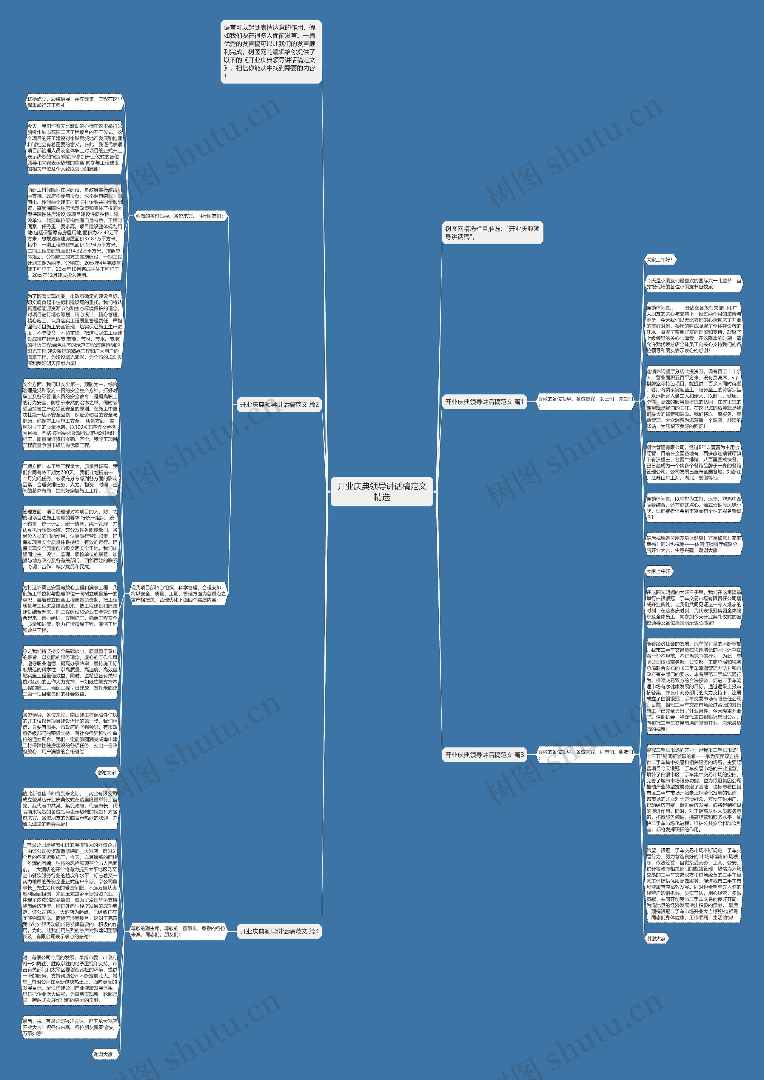 开业庆典领导讲话稿范文精选思维导图