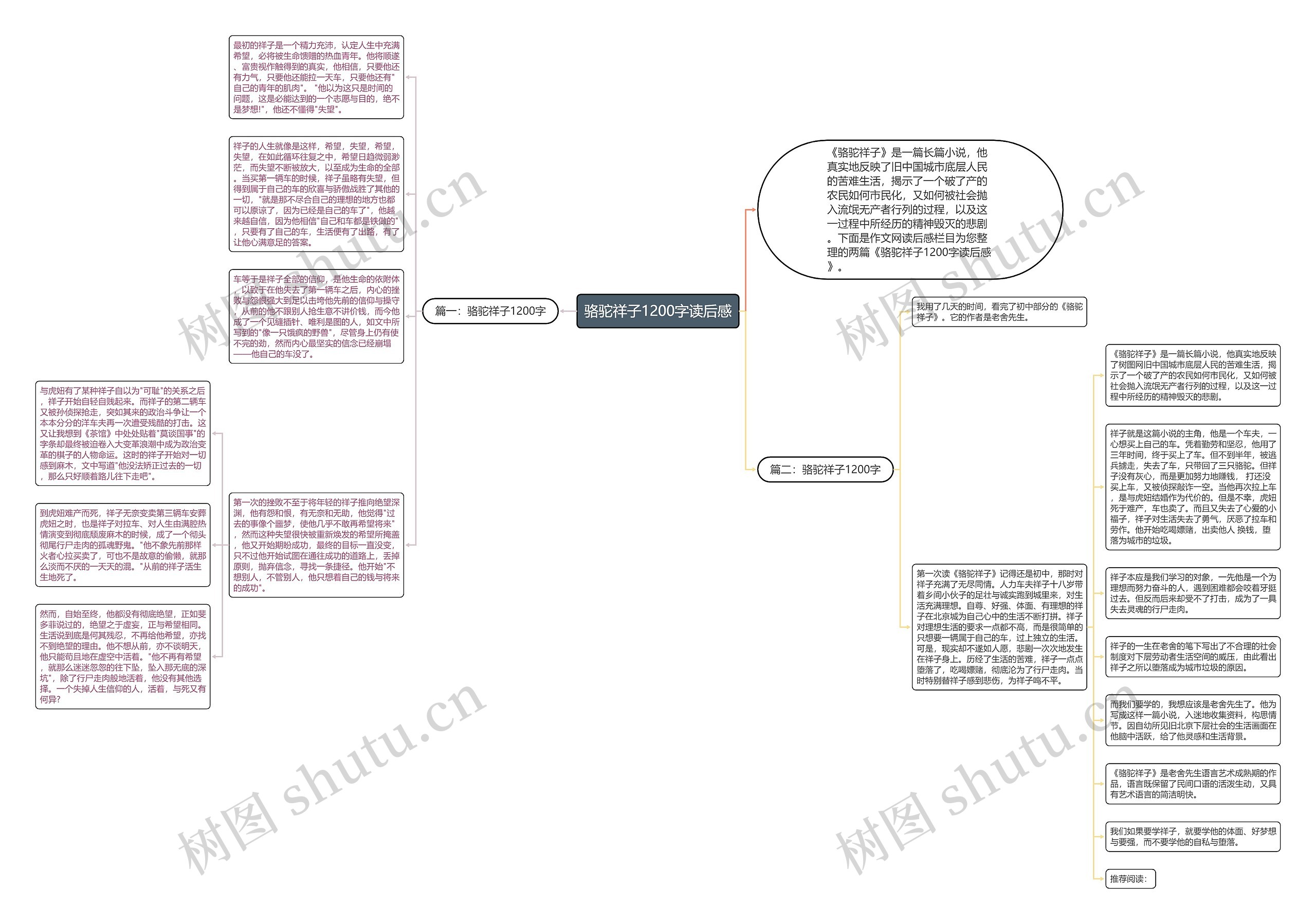 骆驼祥子1200字读后感思维导图