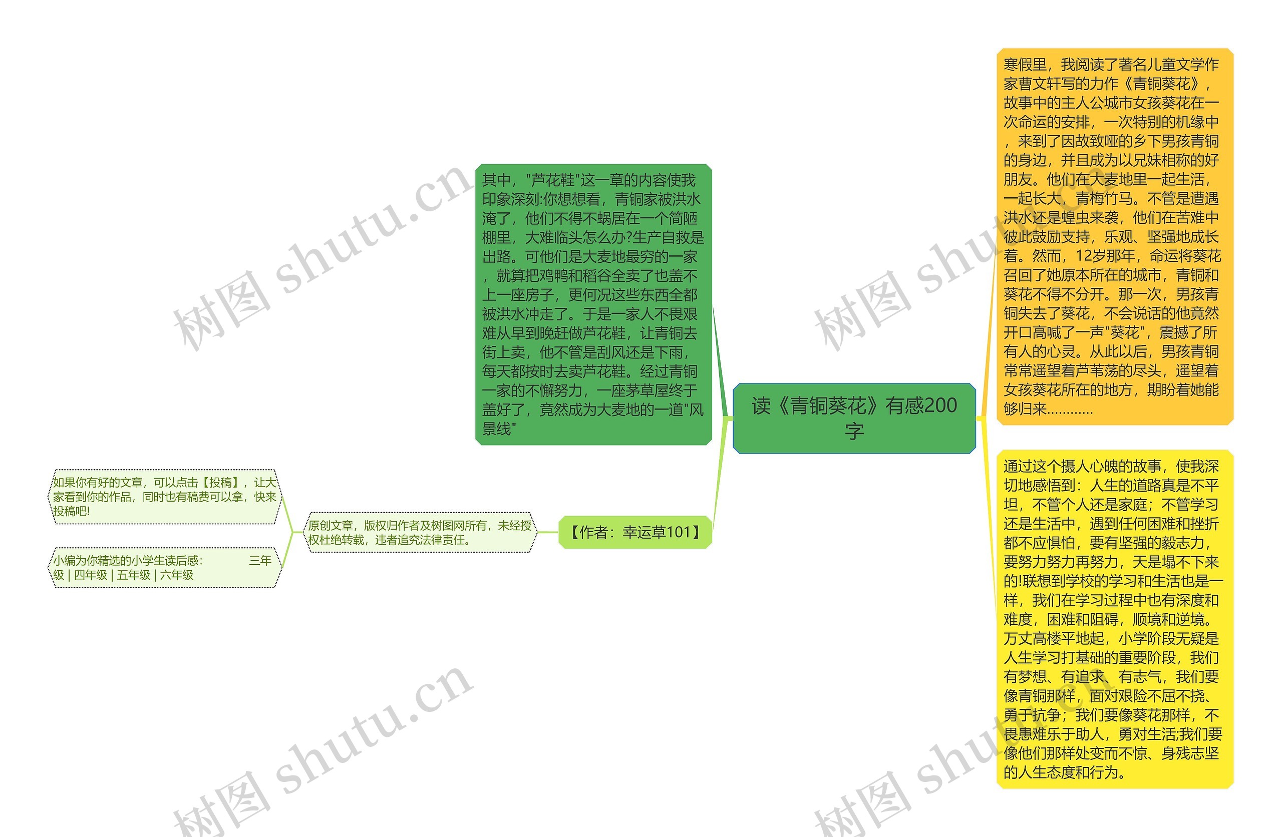 读《青铜葵花》有感200字思维导图