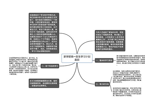 新学期高一新生学习计划最新