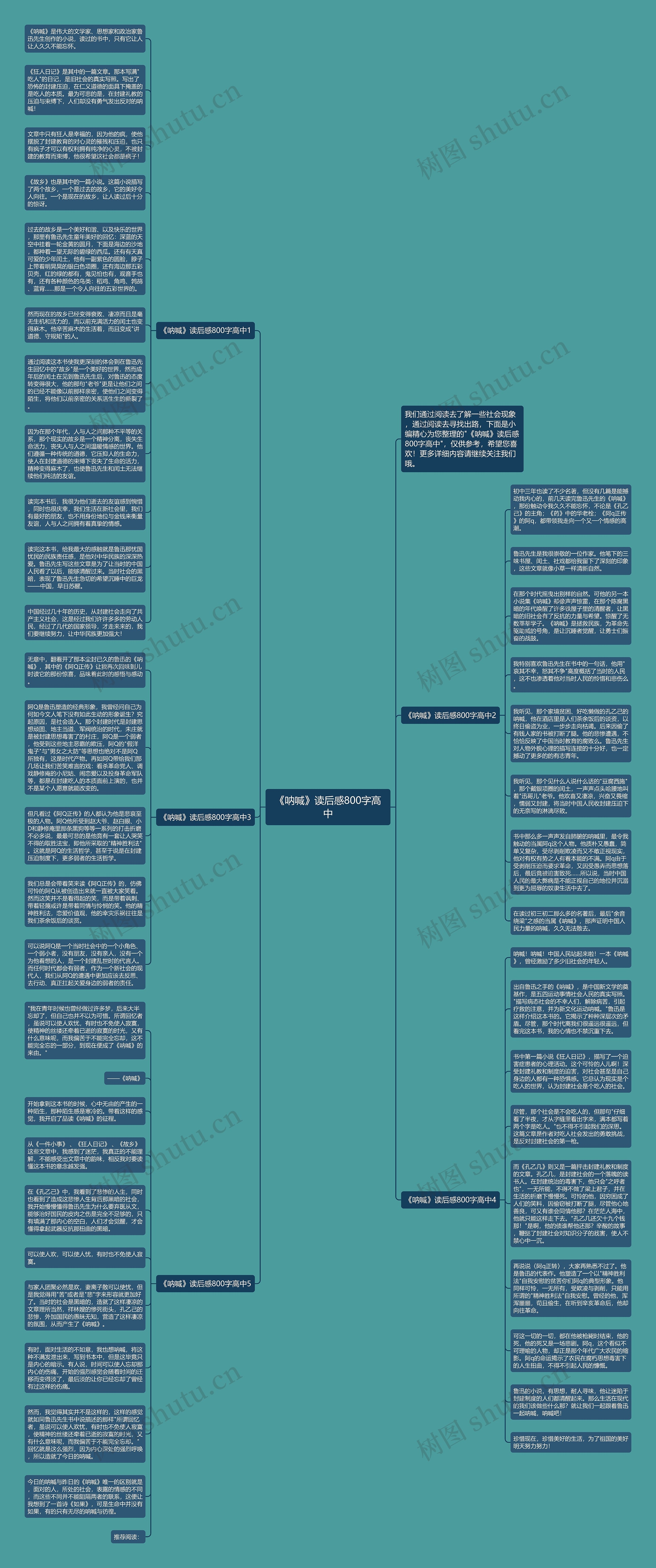 《呐喊》读后感800字高中思维导图