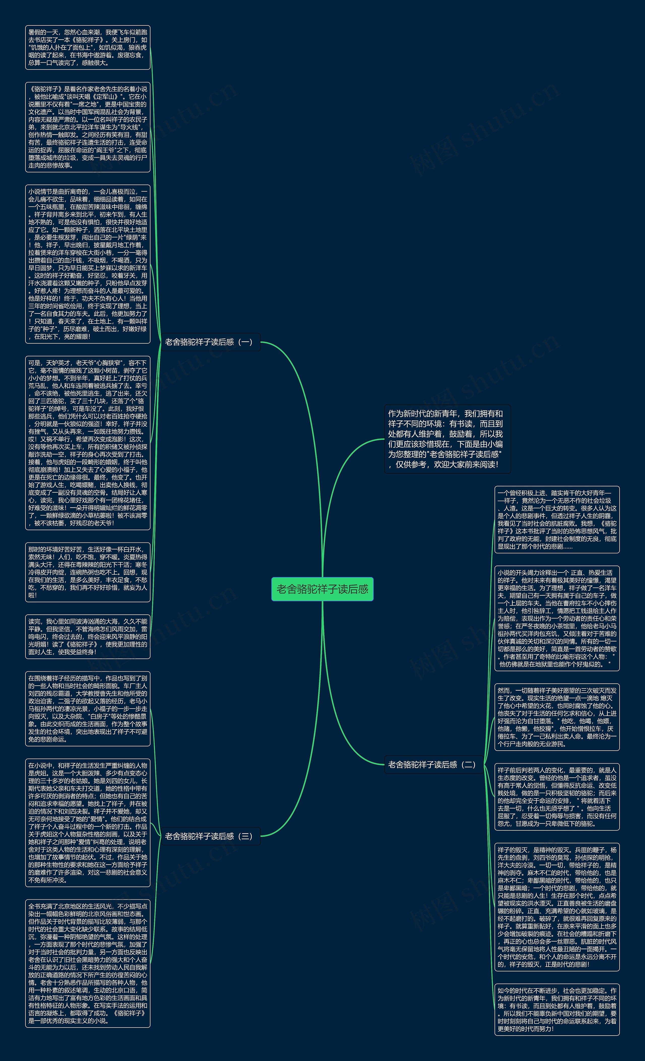 老舍骆驼祥子读后感思维导图