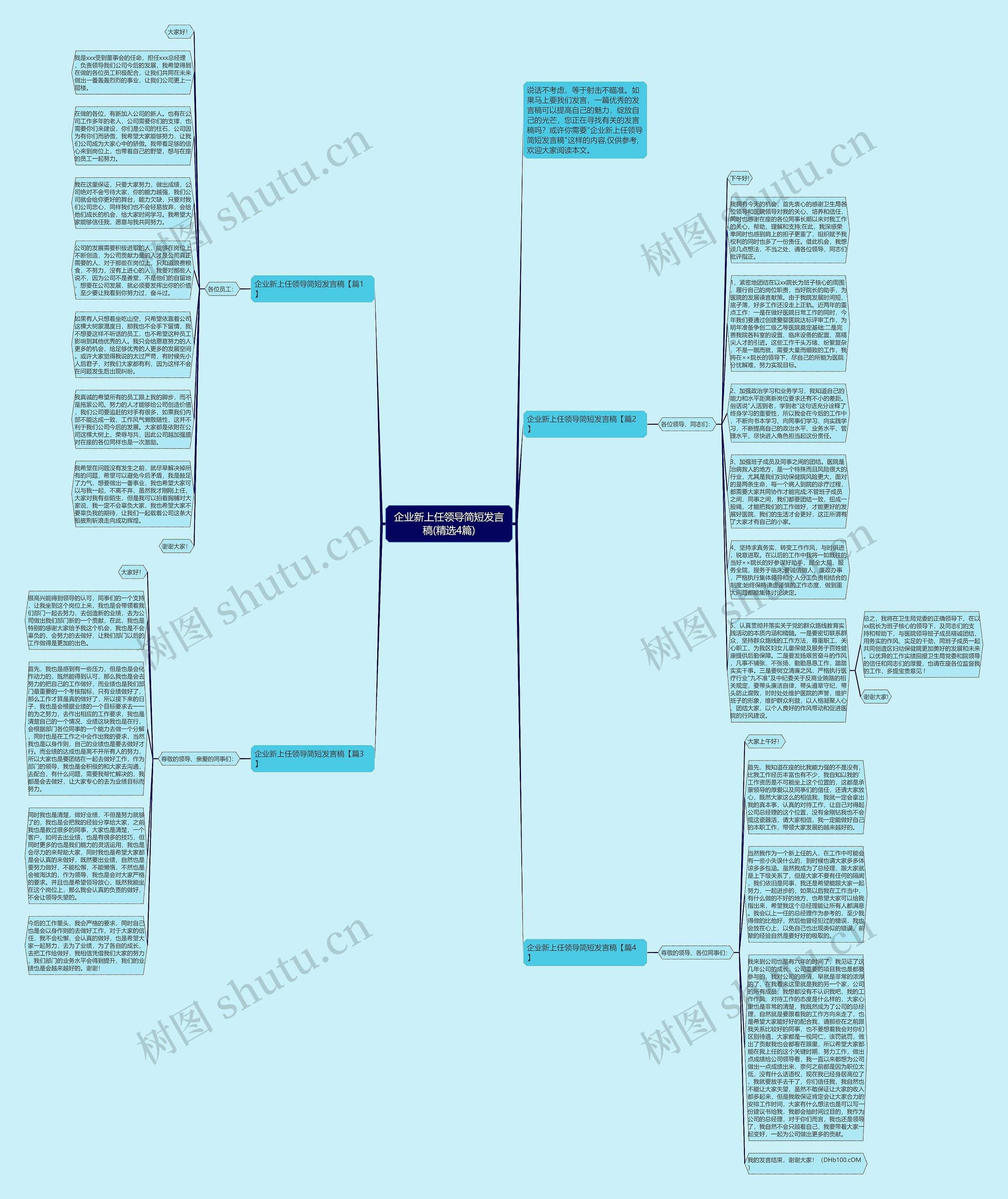 企业新上任领导简短发言稿(精选4篇)思维导图