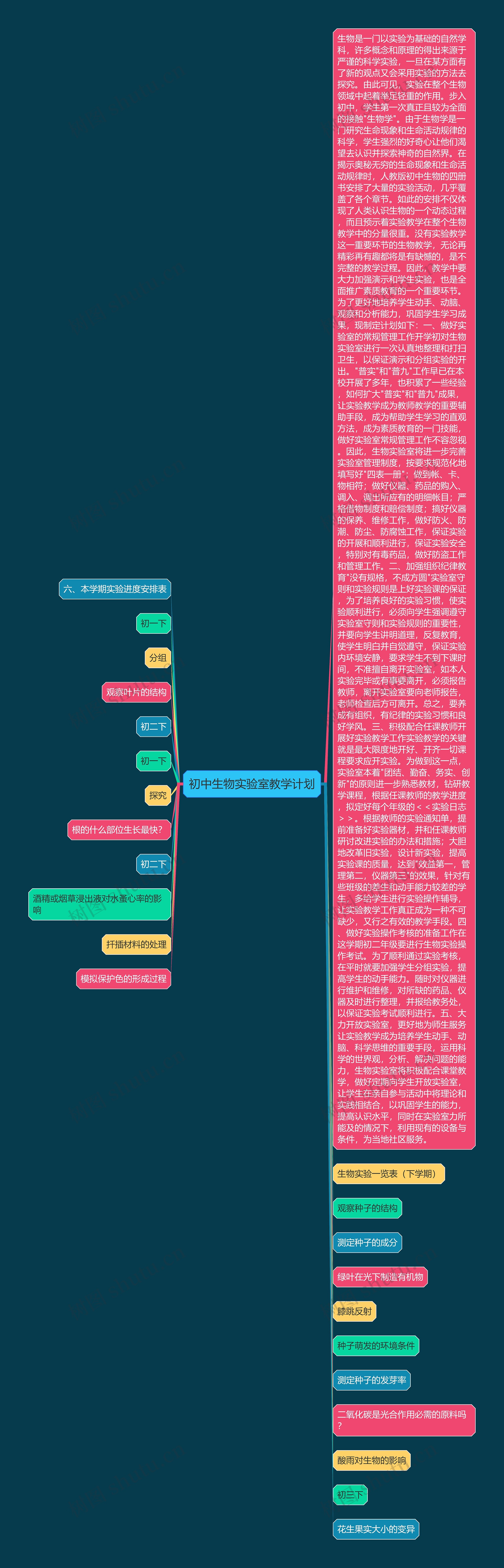 初中生物实验室教学计划思维导图