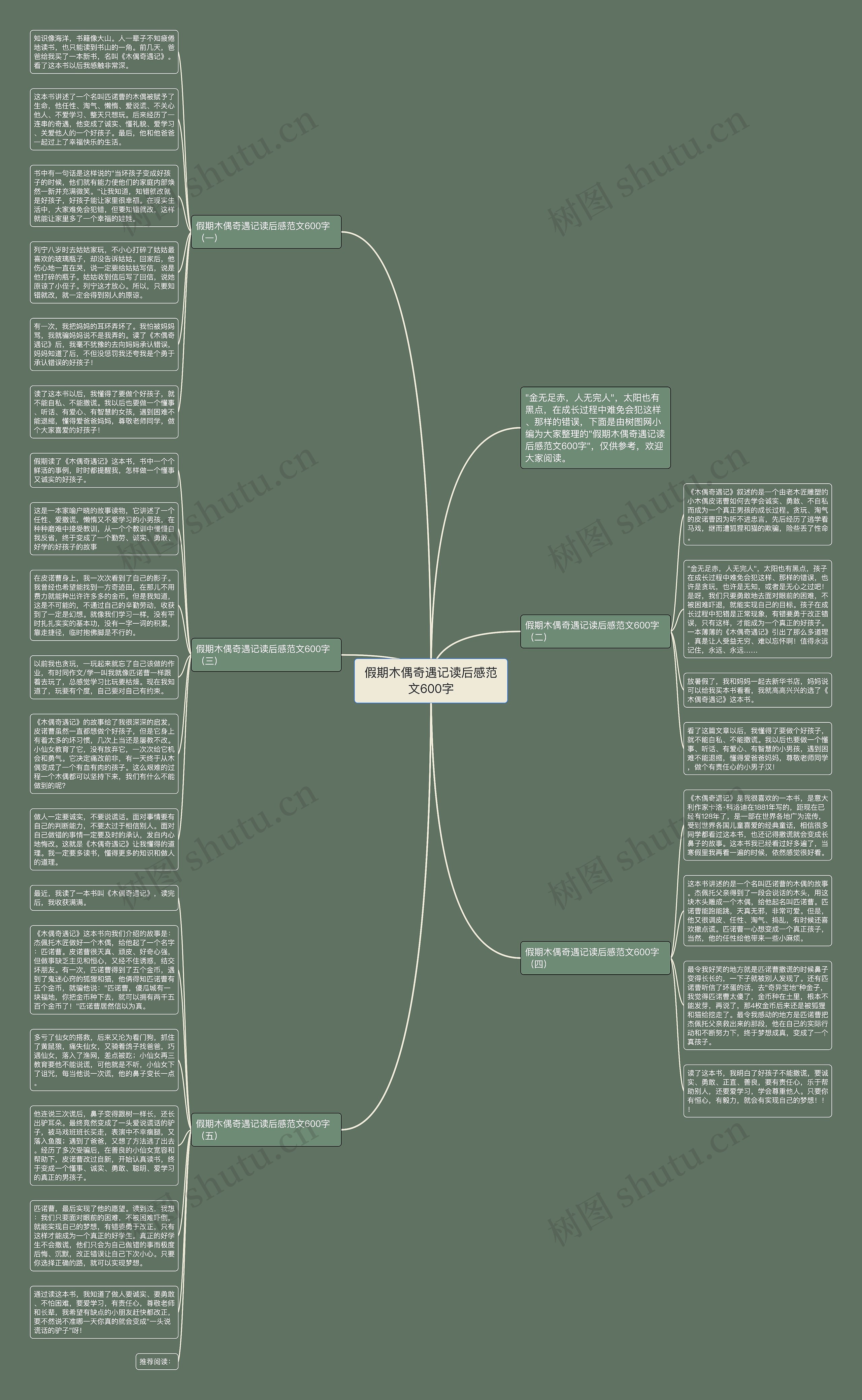 假期木偶奇遇记读后感范文600字思维导图