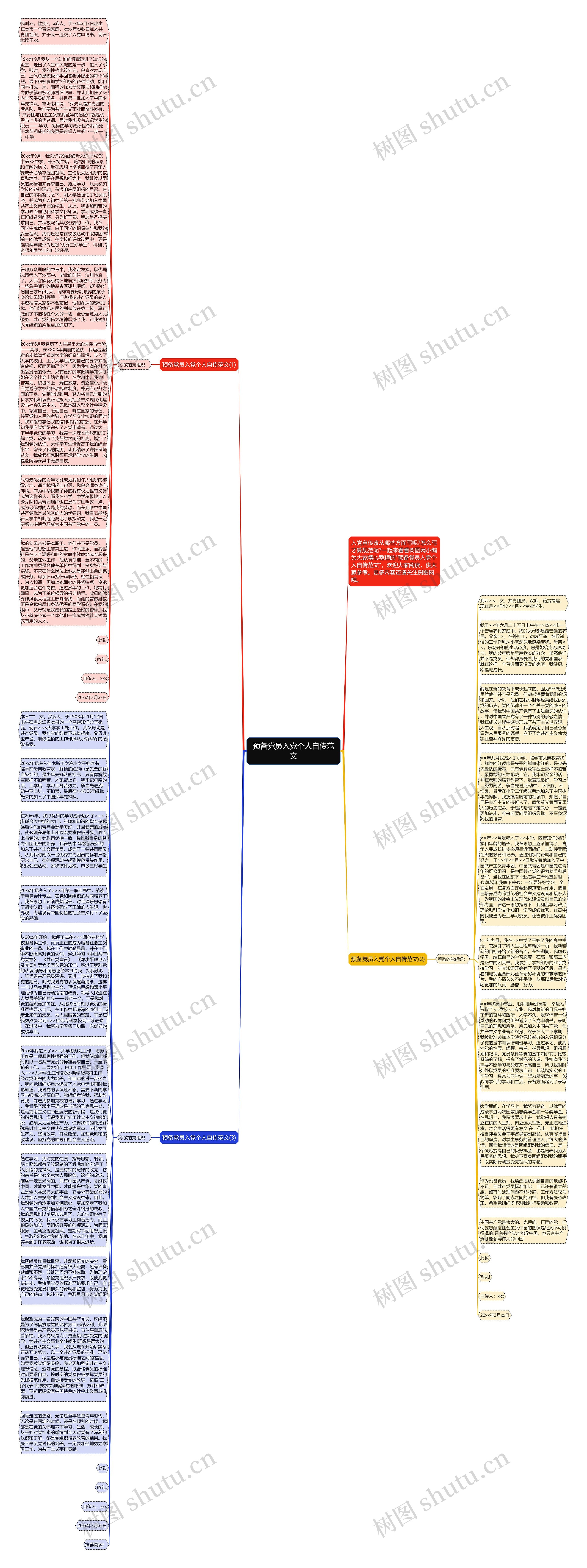 预备党员入党个人自传范文思维导图