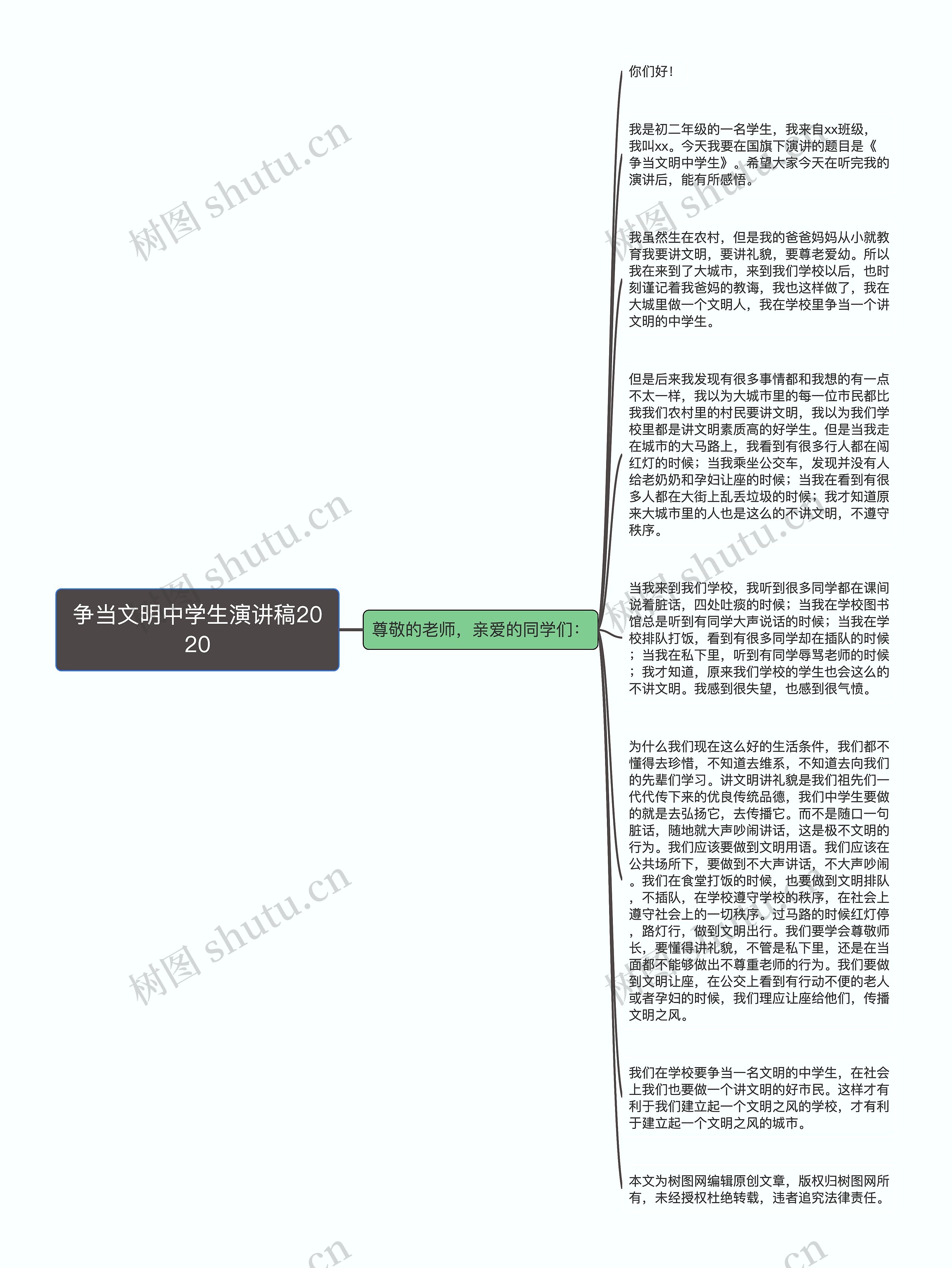 争当文明中学生演讲稿2020思维导图