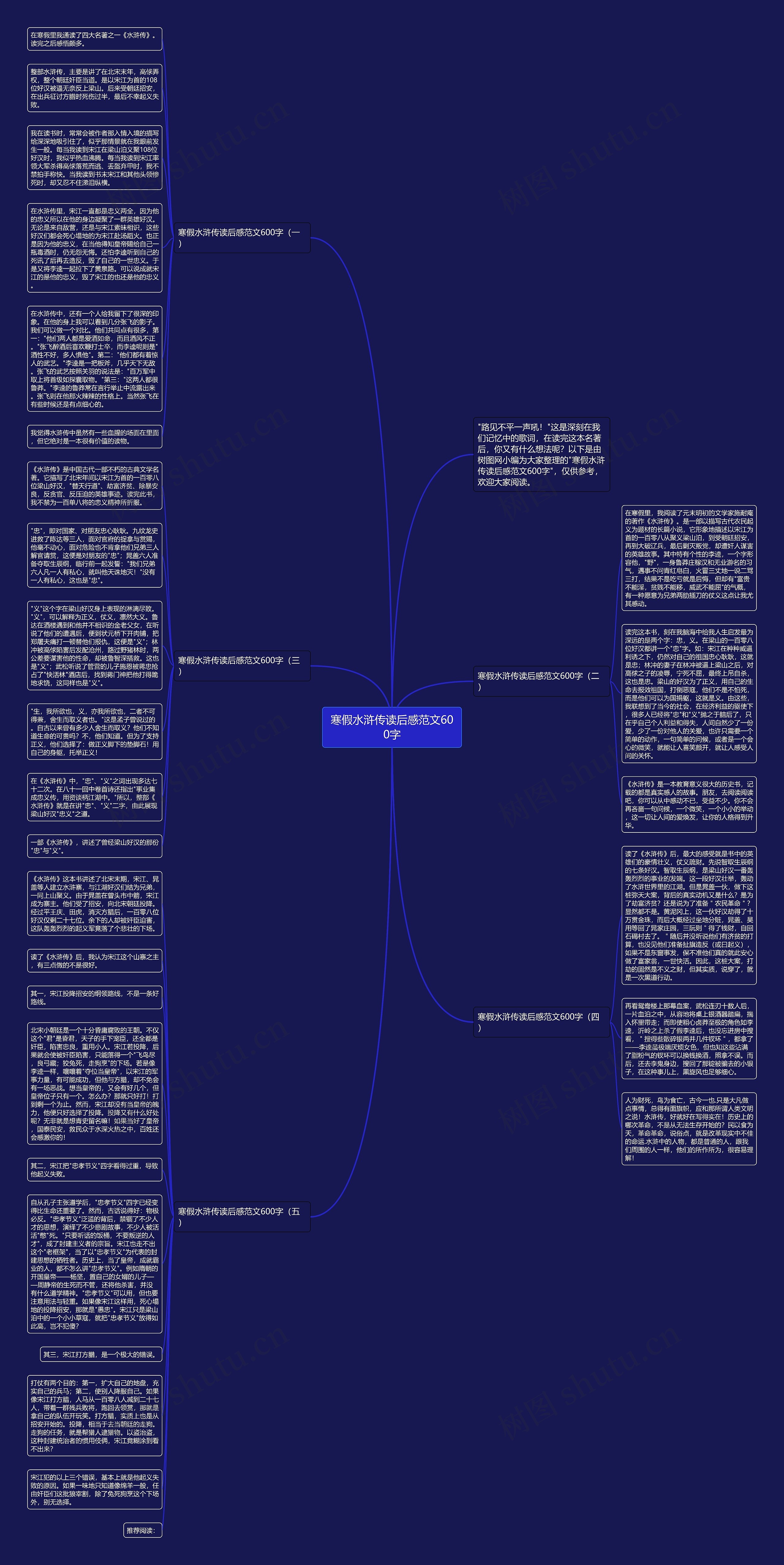 寒假水浒传读后感范文600字思维导图