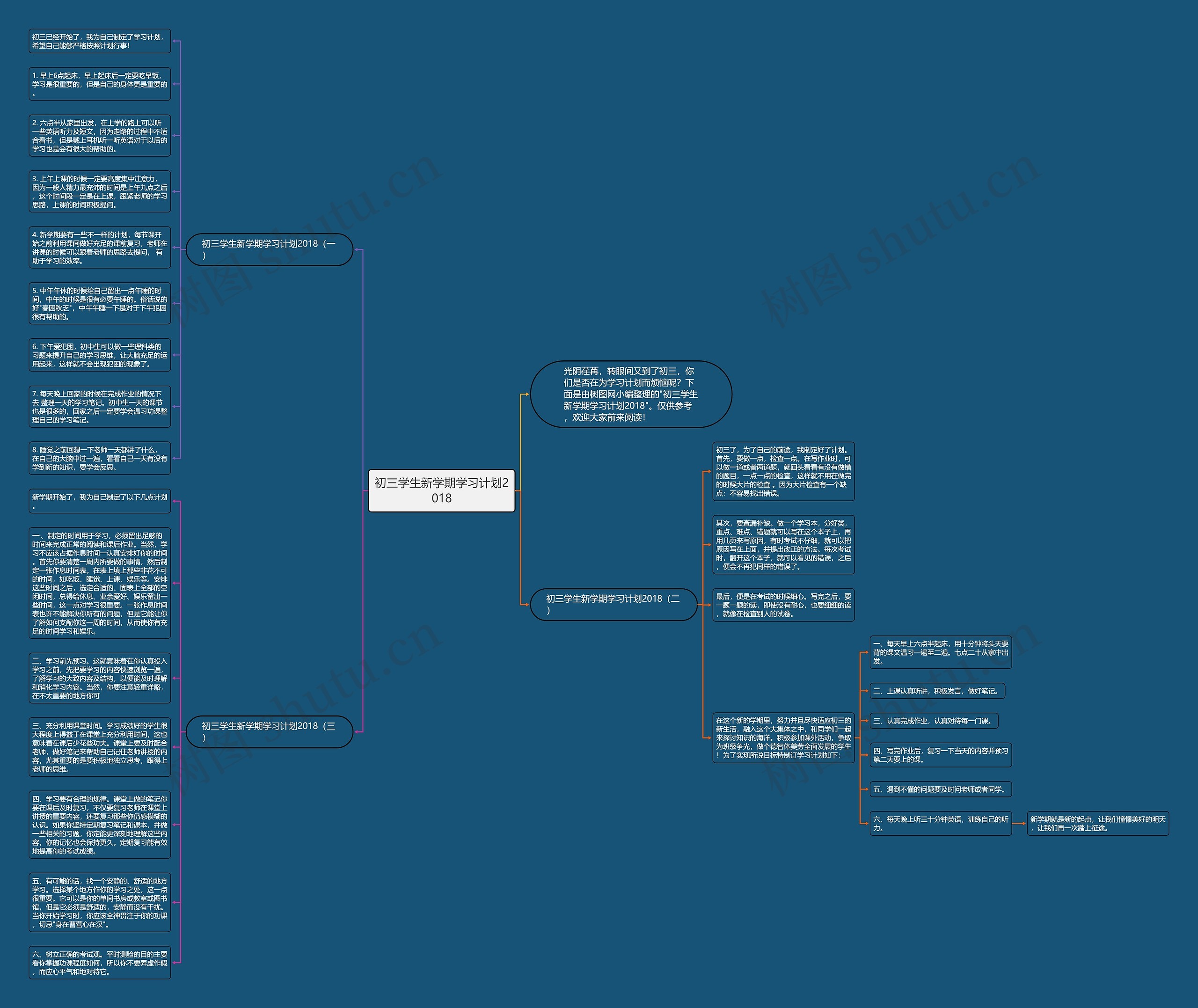初三学生新学期学习计划2018思维导图