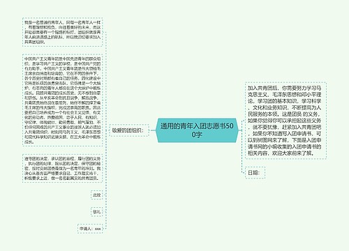 通用的青年入团志愿书500字