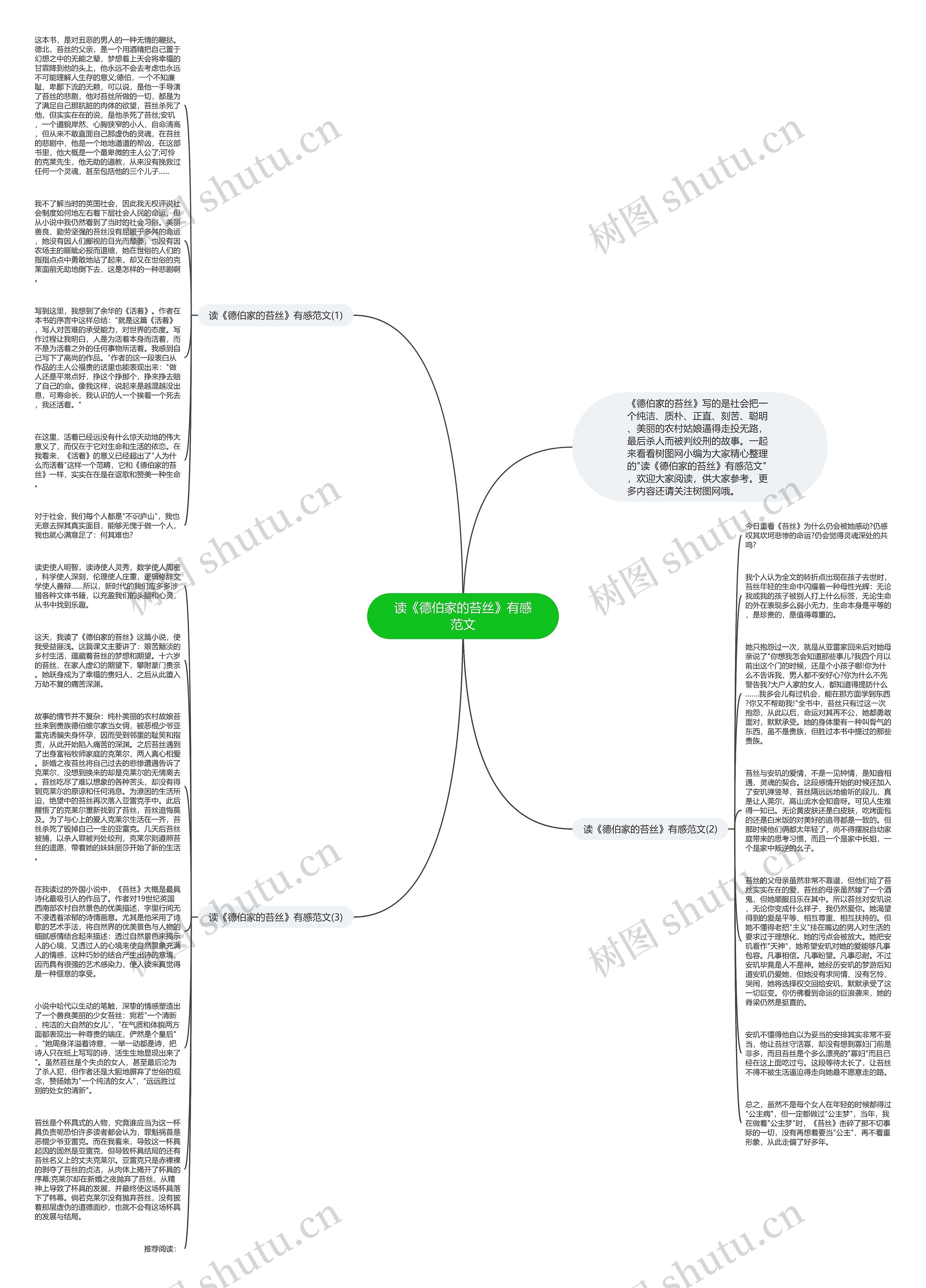 读《德伯家的苔丝》有感范文思维导图