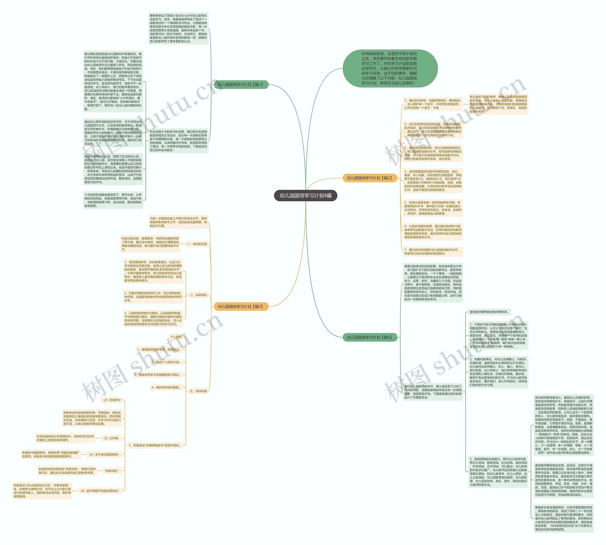 幼儿园国培学习计划4篇思维导图