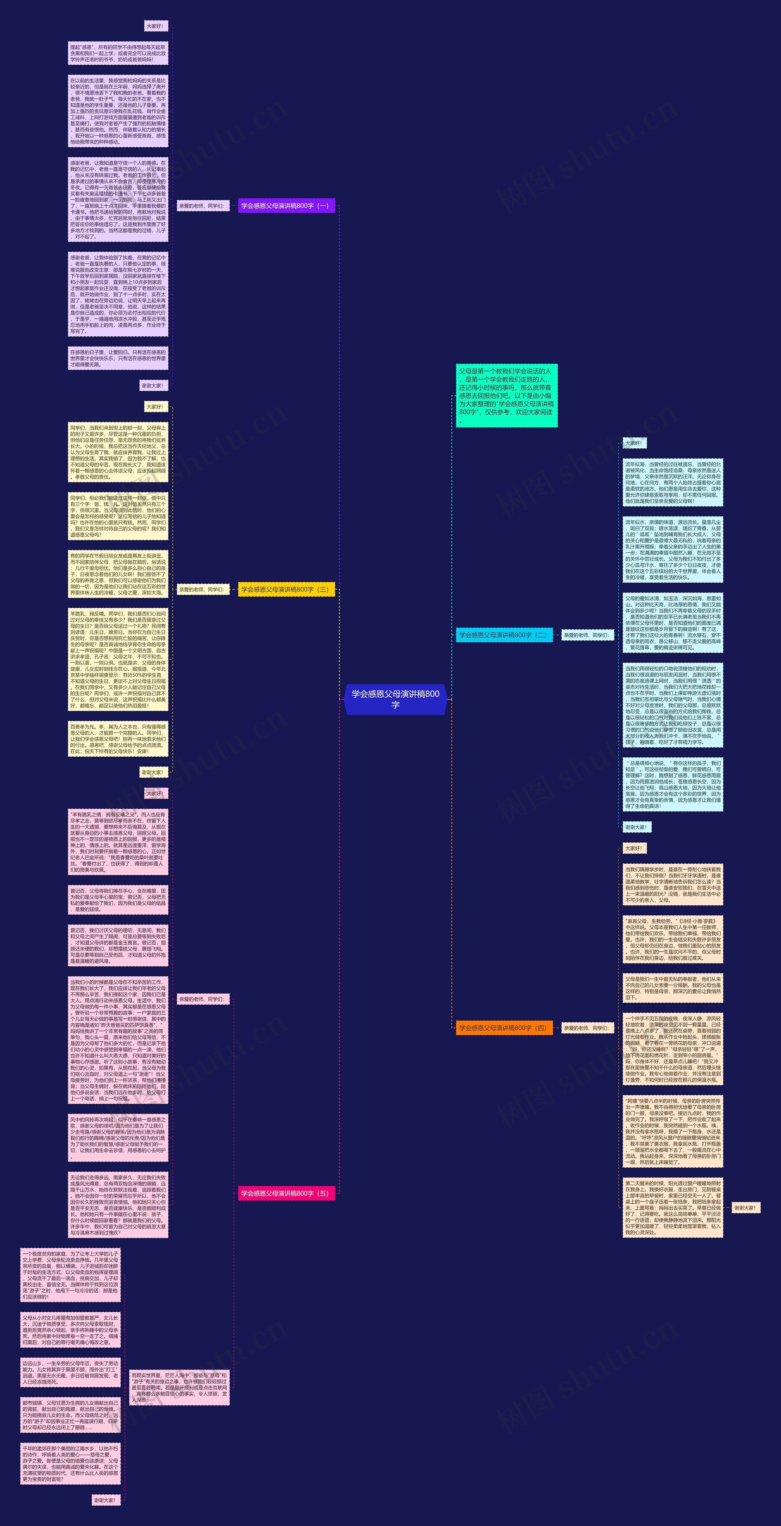 学会感恩父母演讲稿800字思维导图