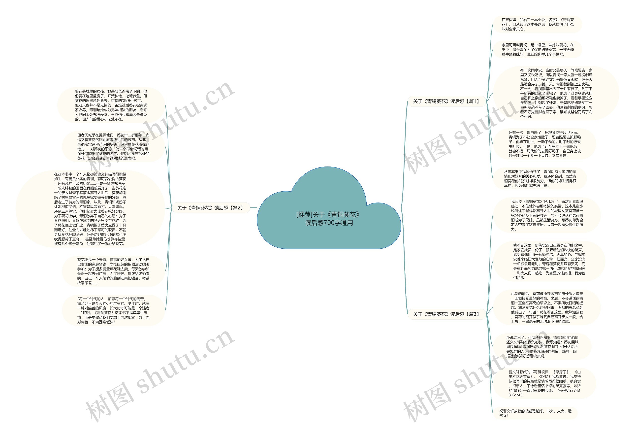[推荐]关于《青铜葵花》读后感700字通用思维导图