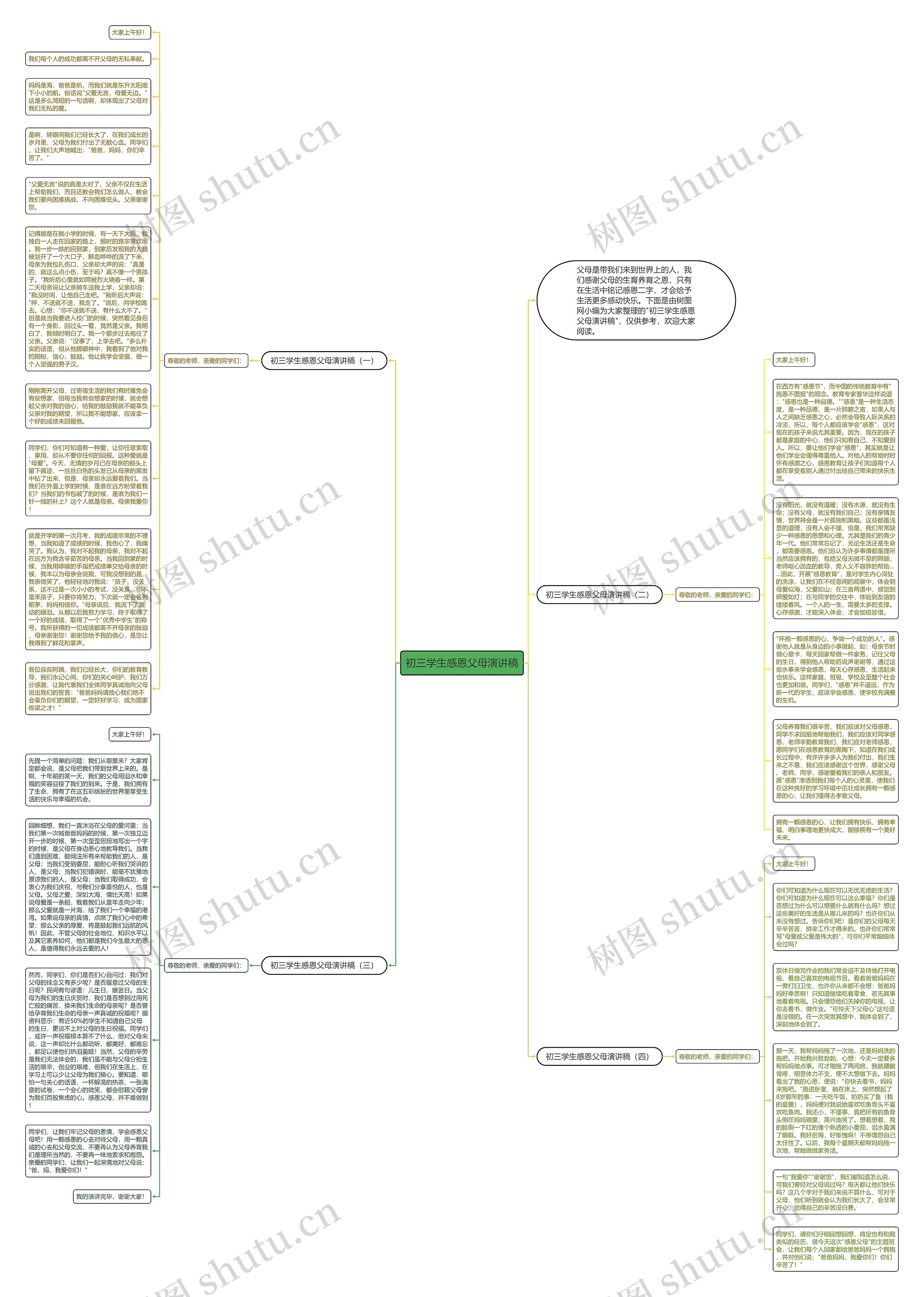 初三学生感恩父母演讲稿思维导图