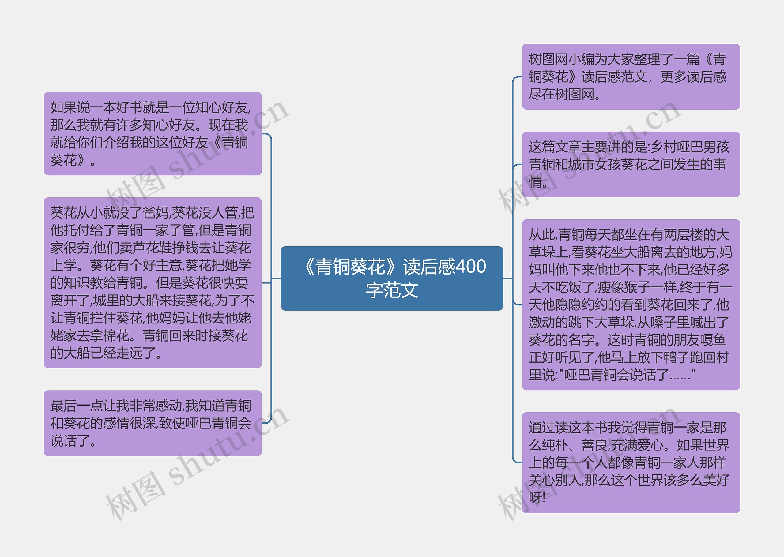 《青铜葵花》读后感400字范文思维导图