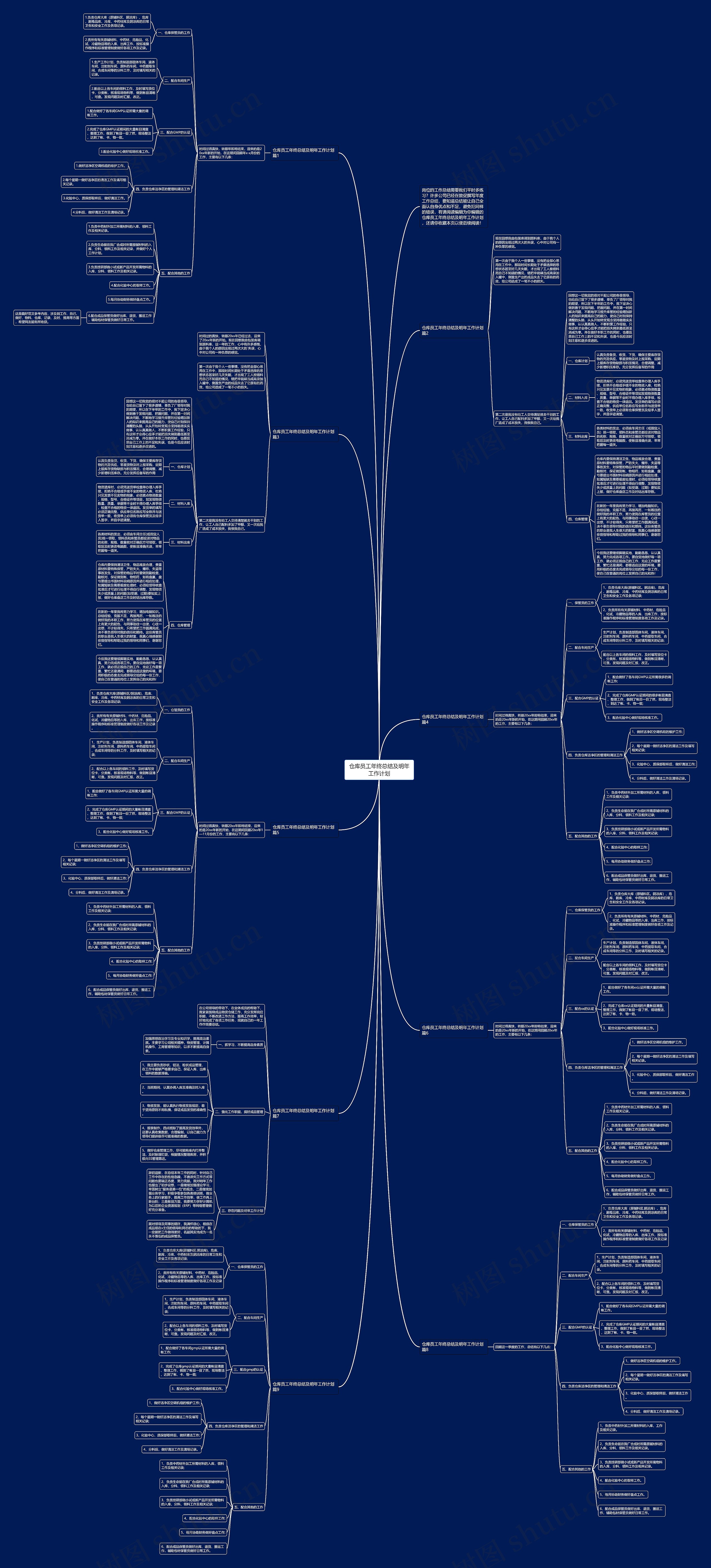 仓库员工年终总结及明年工作计划思维导图
