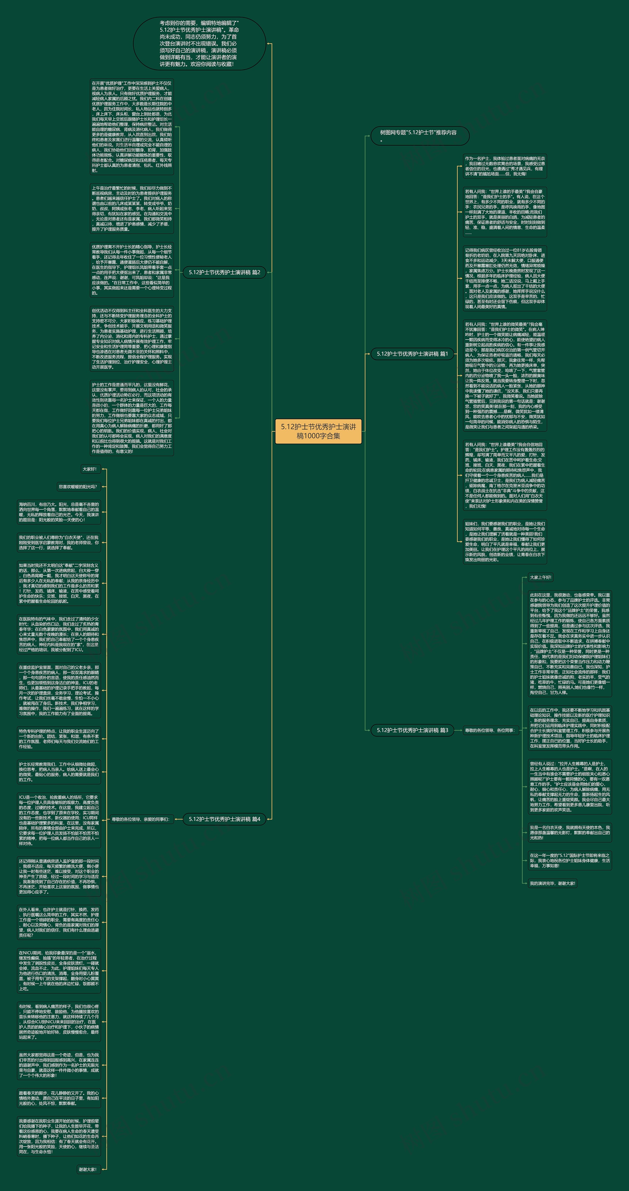 5.12护士节优秀护士演讲稿1000字合集思维导图