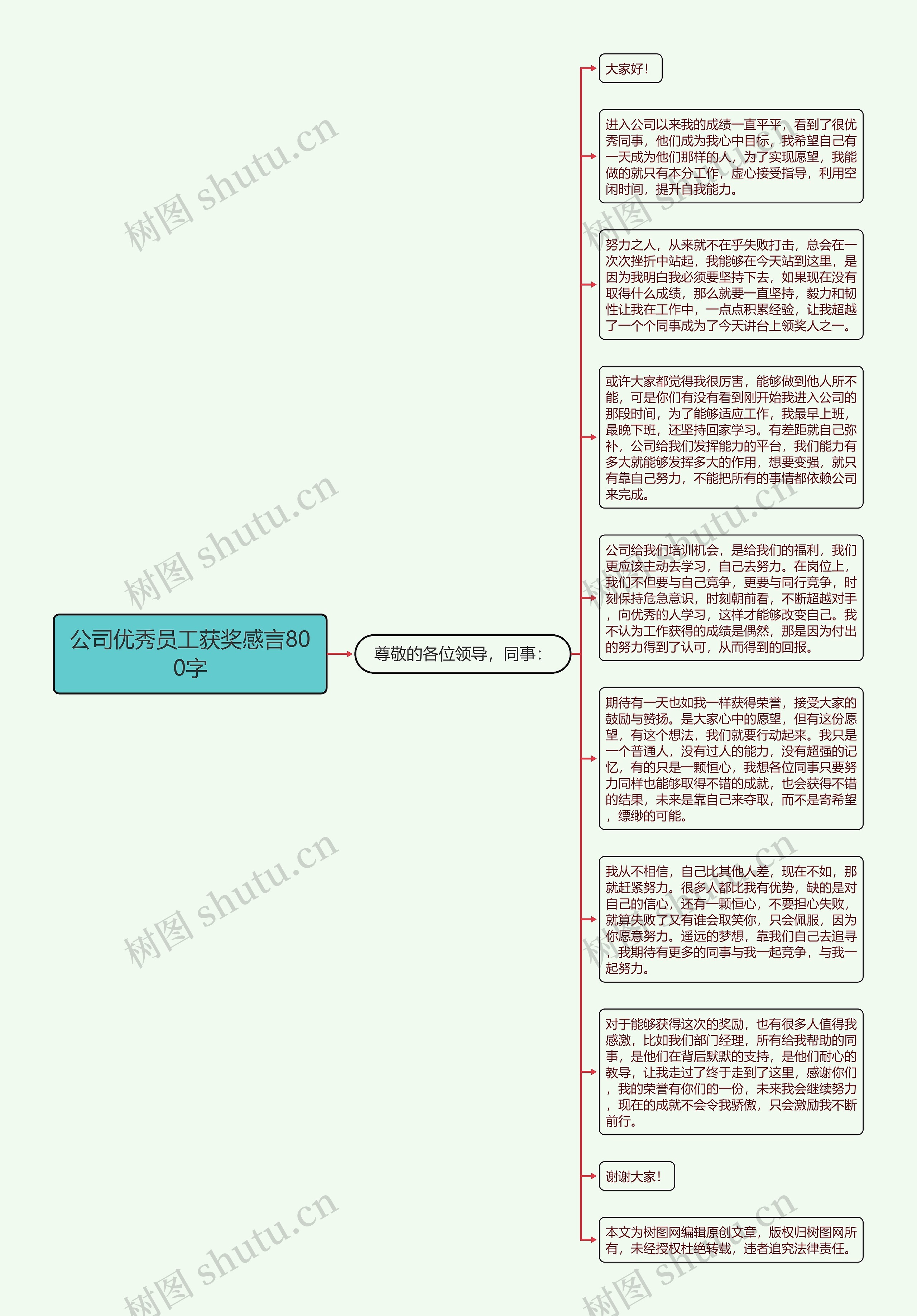 公司优秀员工获奖感言800字思维导图