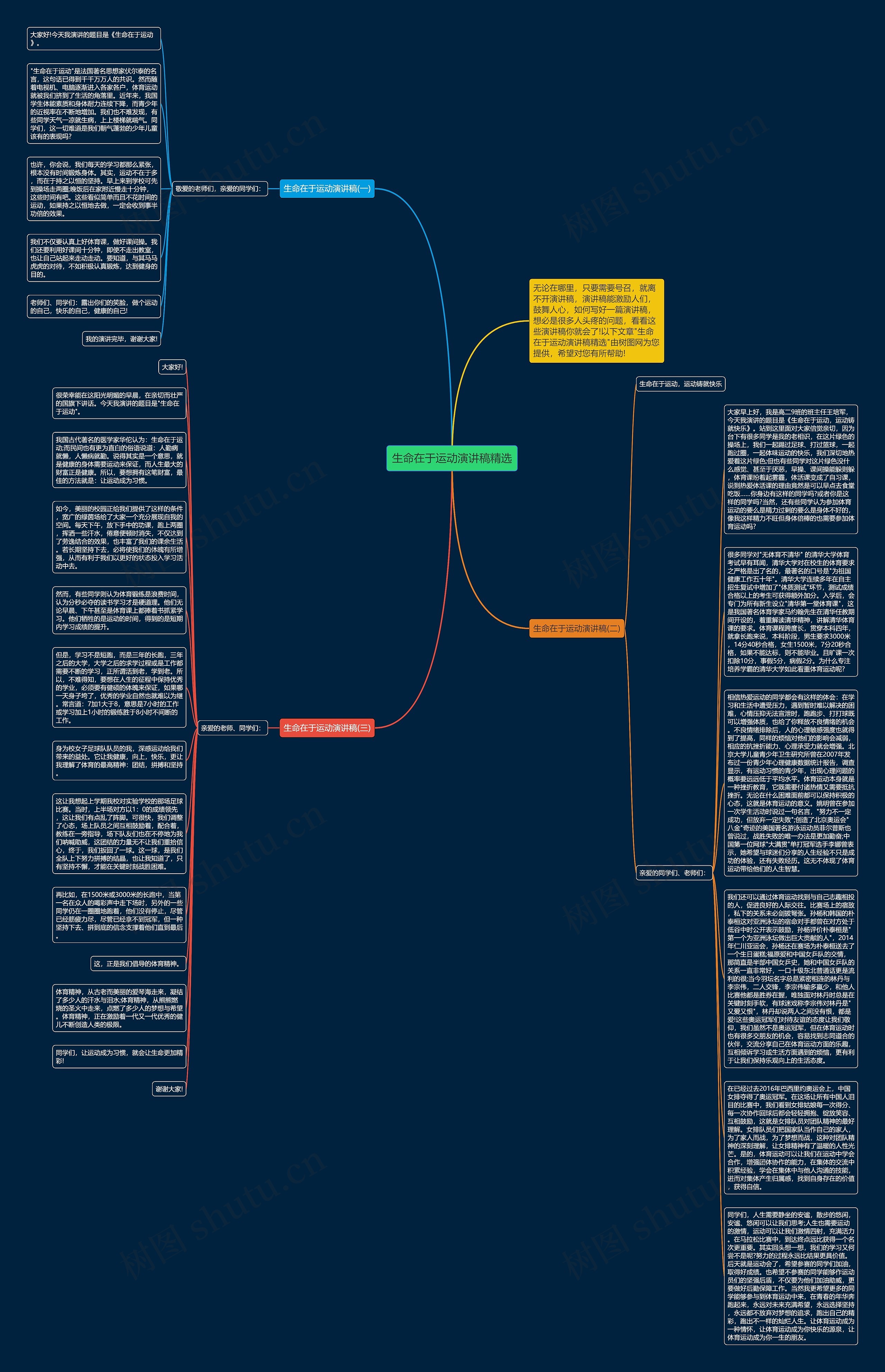 生命在于运动演讲稿精选思维导图