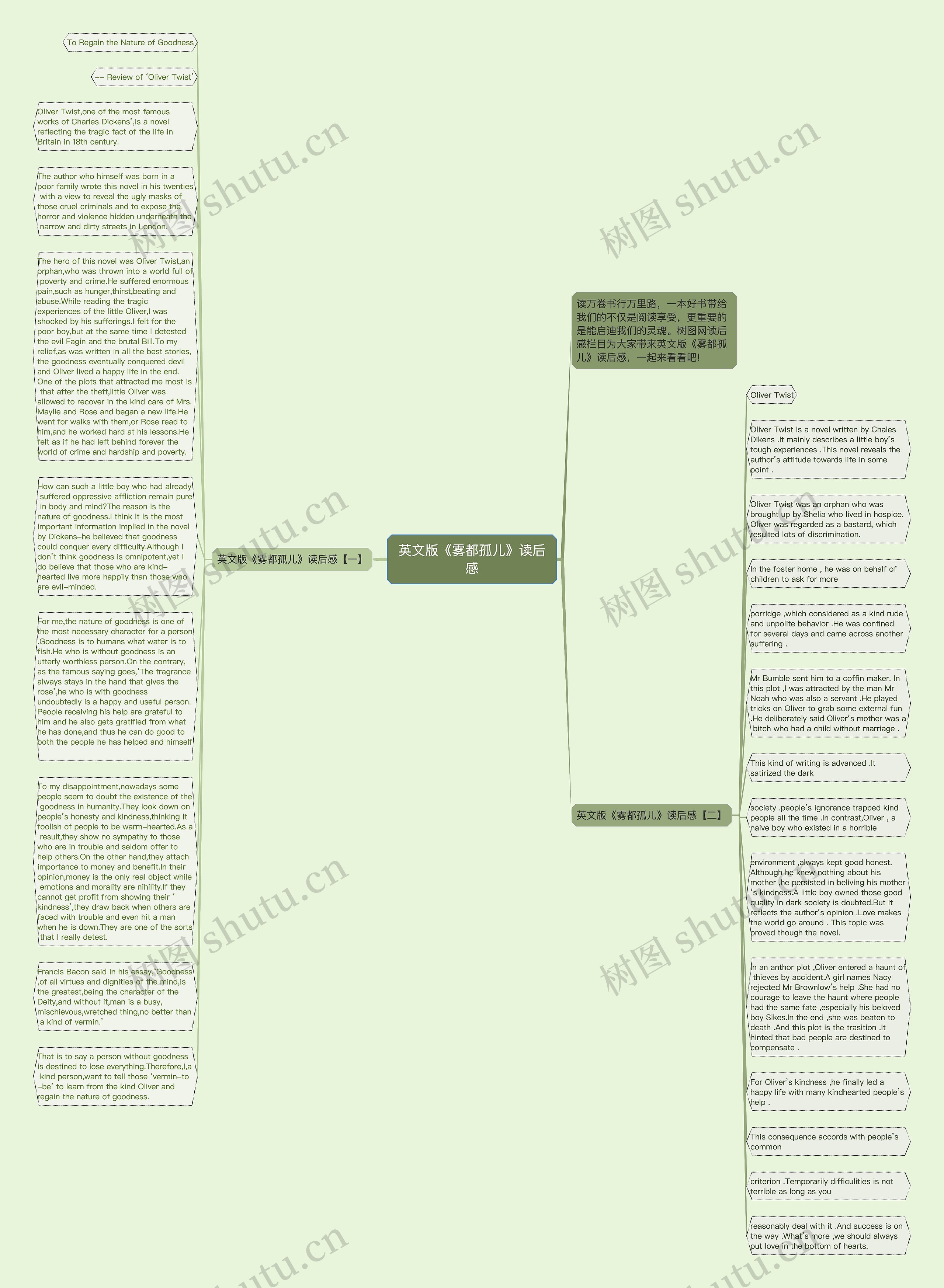英文版《雾都孤儿》读后感思维导图