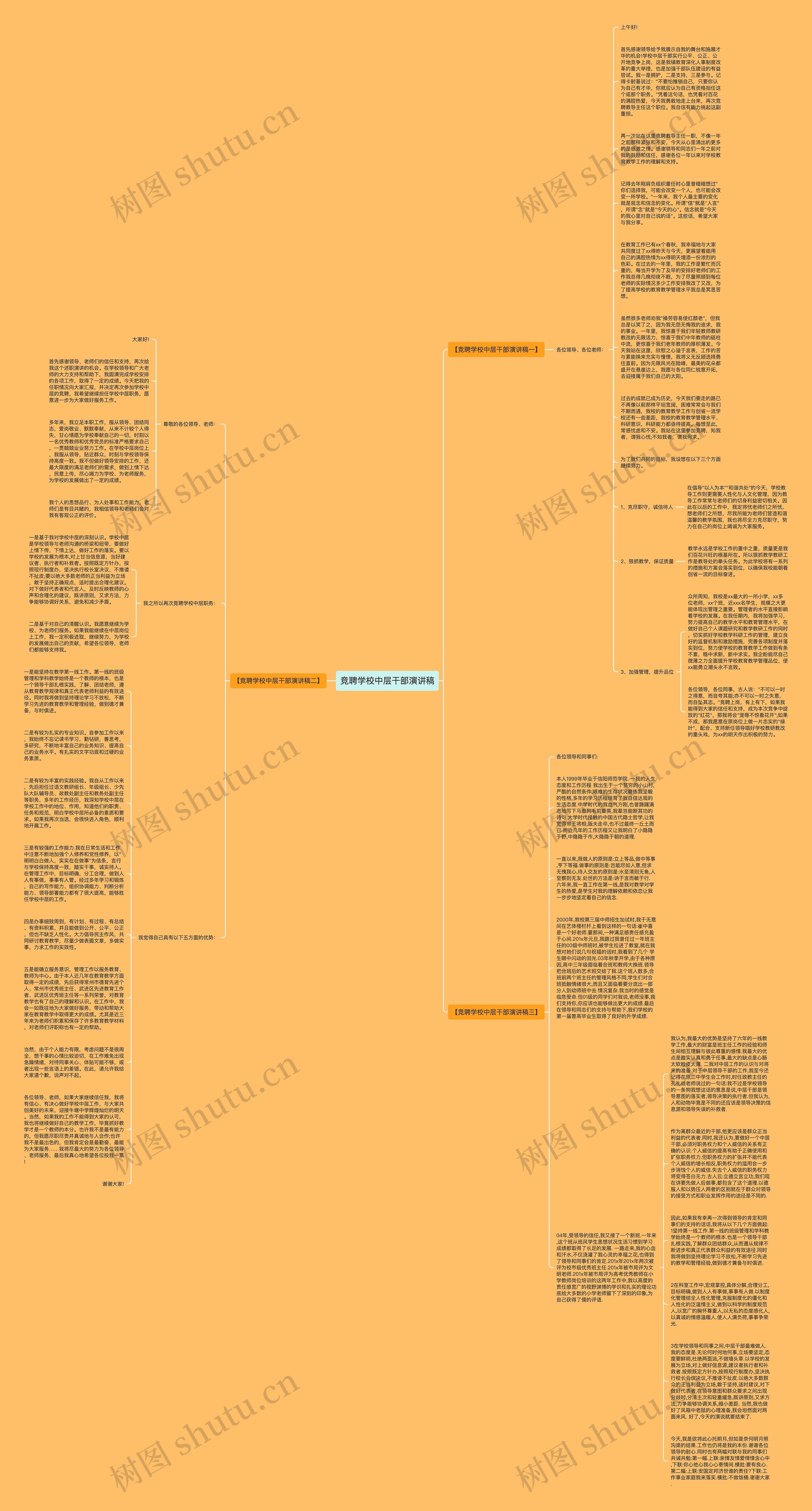 竞聘学校中层干部演讲稿思维导图高清图 竞聘学校中层干部演讲稿思维导图